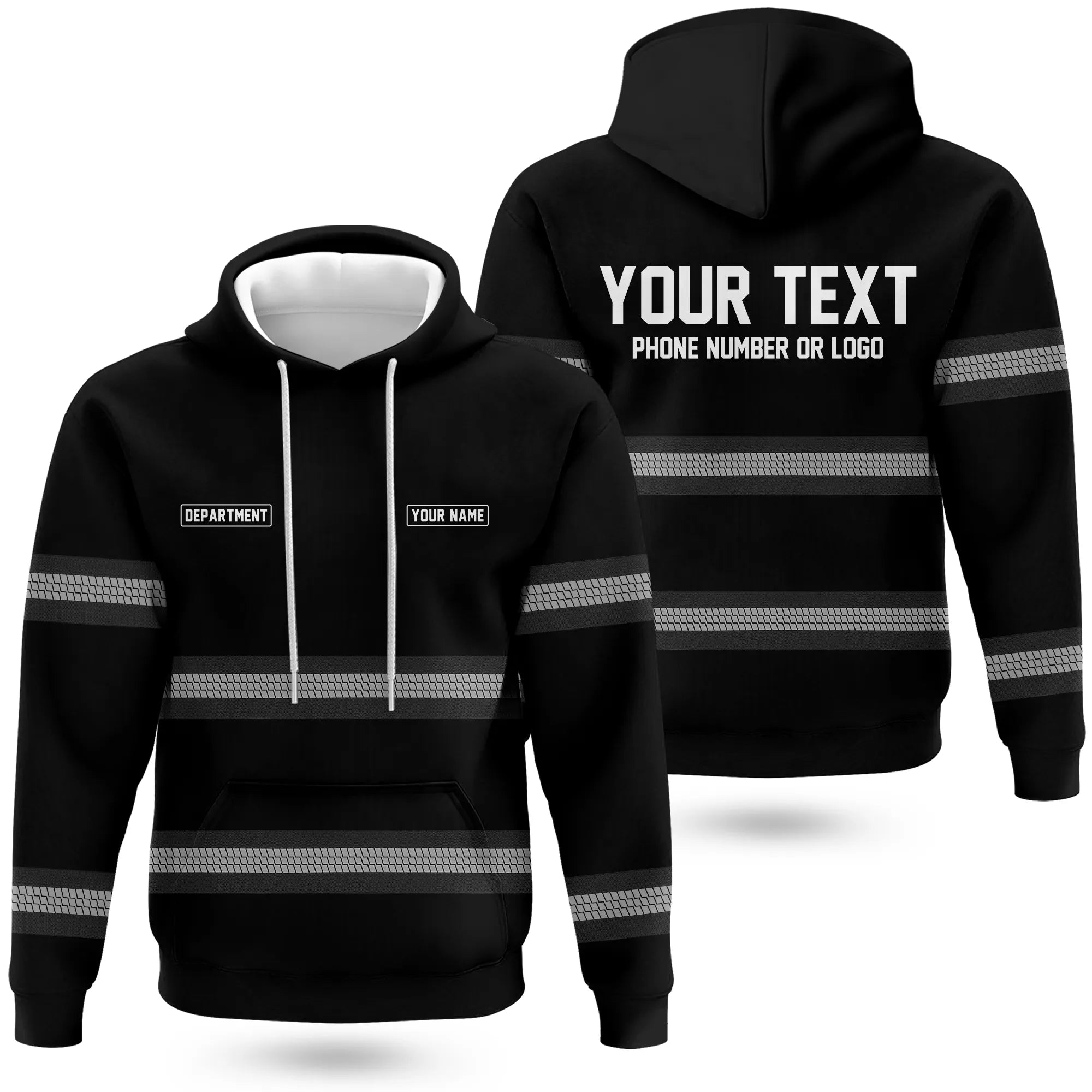 Hi-Vis Reflective Safety Gear Hoodie | Custom Logo, Company Name & Phone Number Personalization HVW02