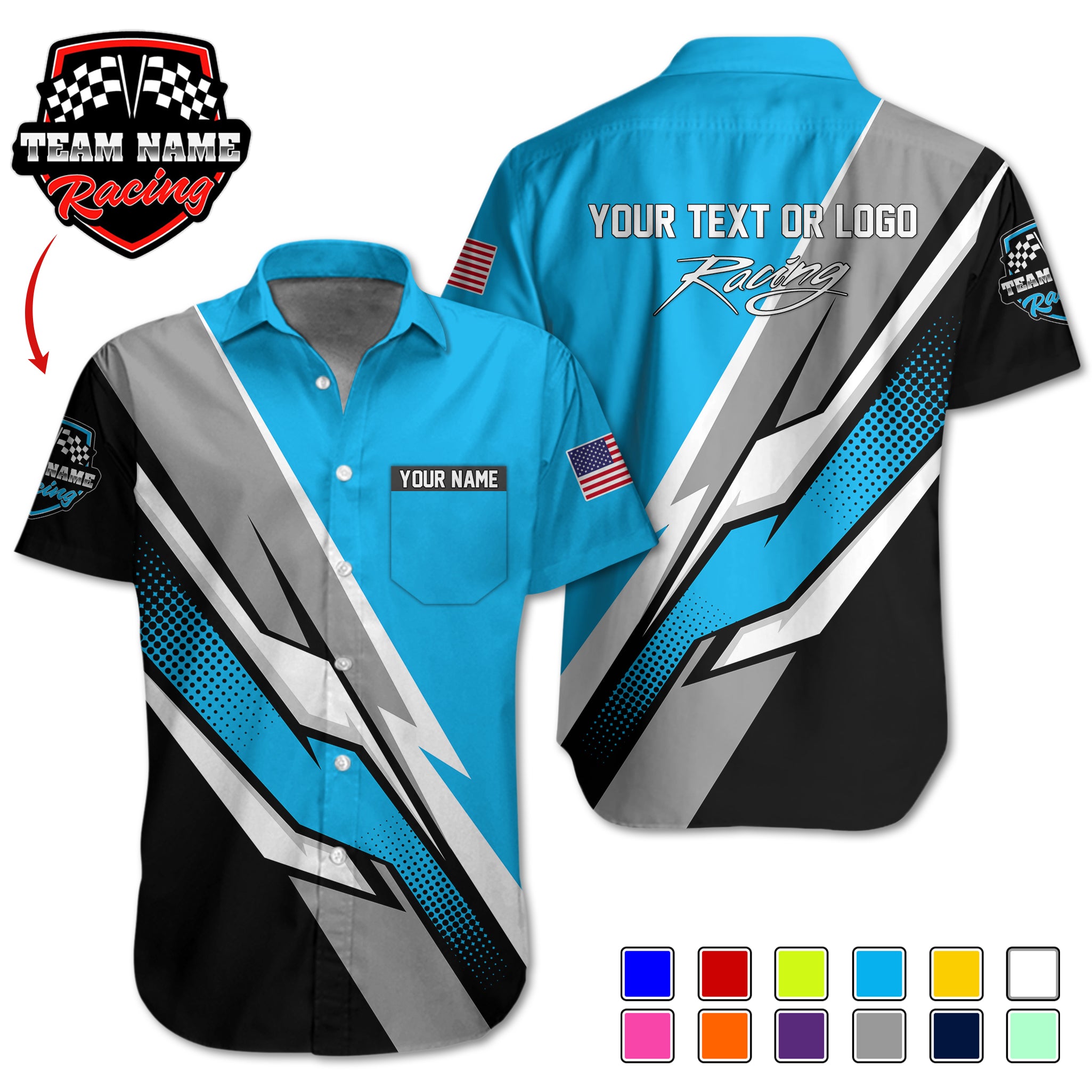 Pocket-Custom Racing Team Shirts – Personalized with Team Logo, Driver Name & Sponsor Details RC10