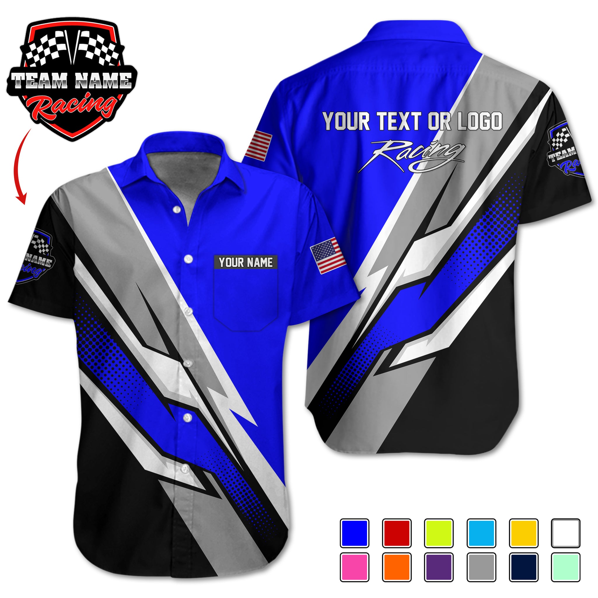 Pocket-Custom Racing Team Shirts – Personalized with Team Logo, Driver Name & Sponsor Details RC10