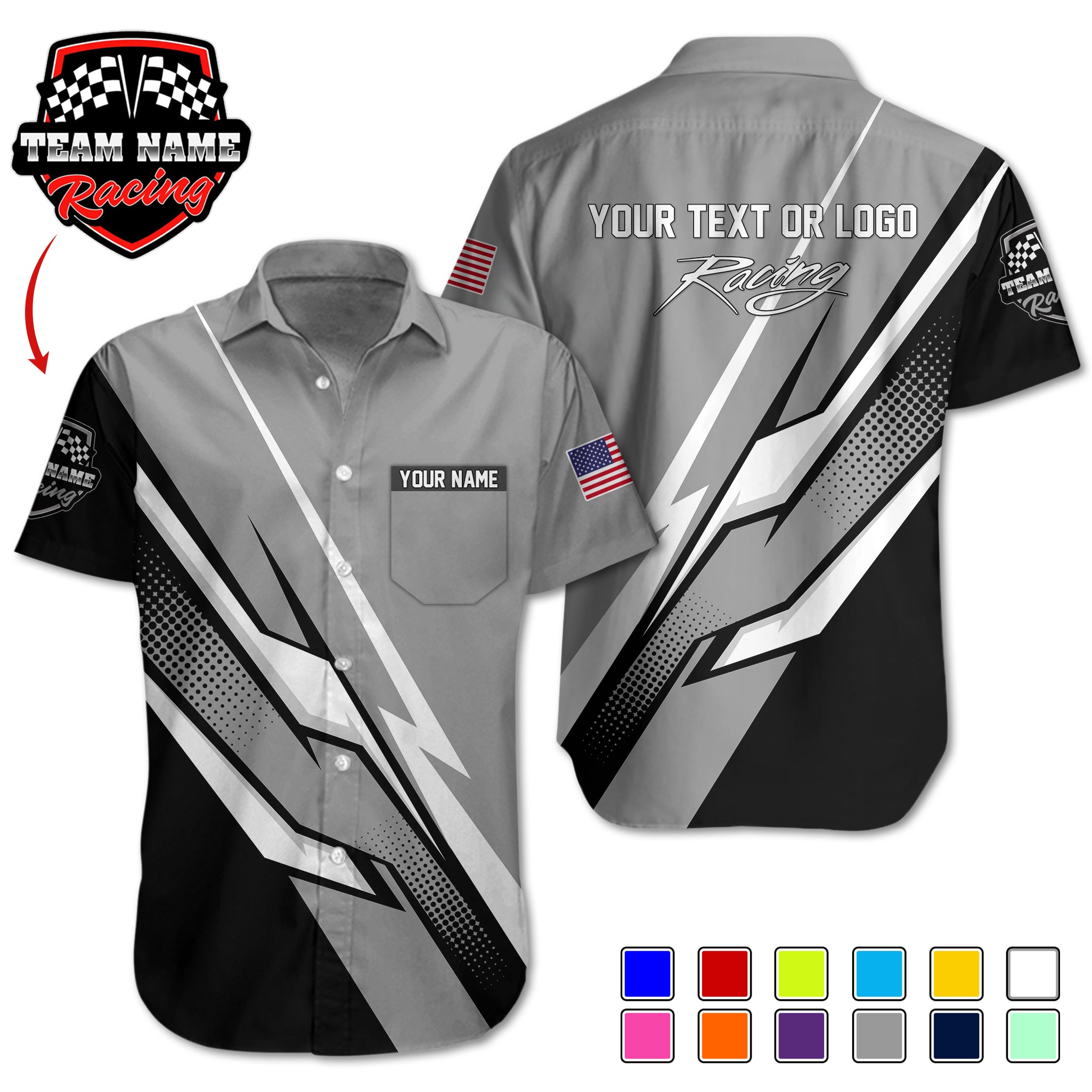 Pocket-Custom Racing Team Shirts – Personalized with Team Logo, Driver Name & Sponsor Details RC10