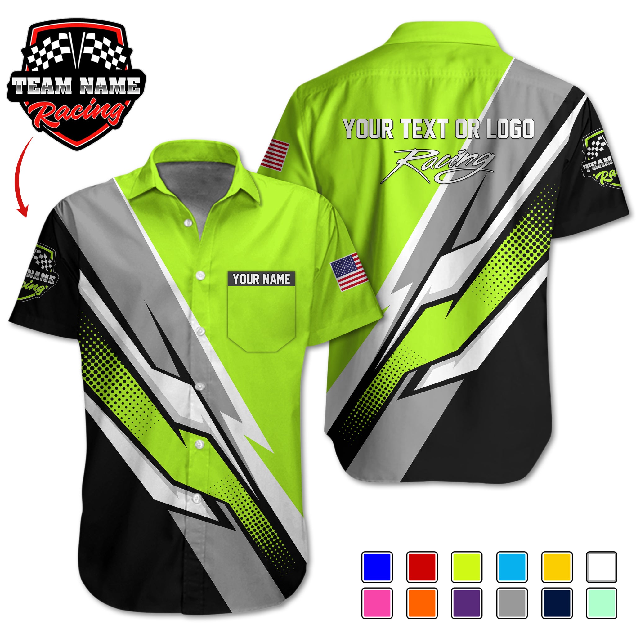 Pocket-Custom Racing Team Shirts – Personalized with Team Logo, Driver Name & Sponsor Details RC10