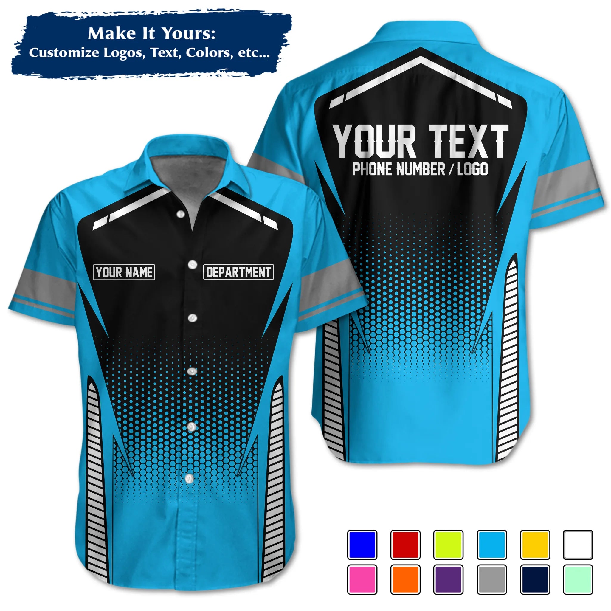 Custom Work Shirt & Uniform – Personalized with Company Logo, Name & Contact Inf UNF12