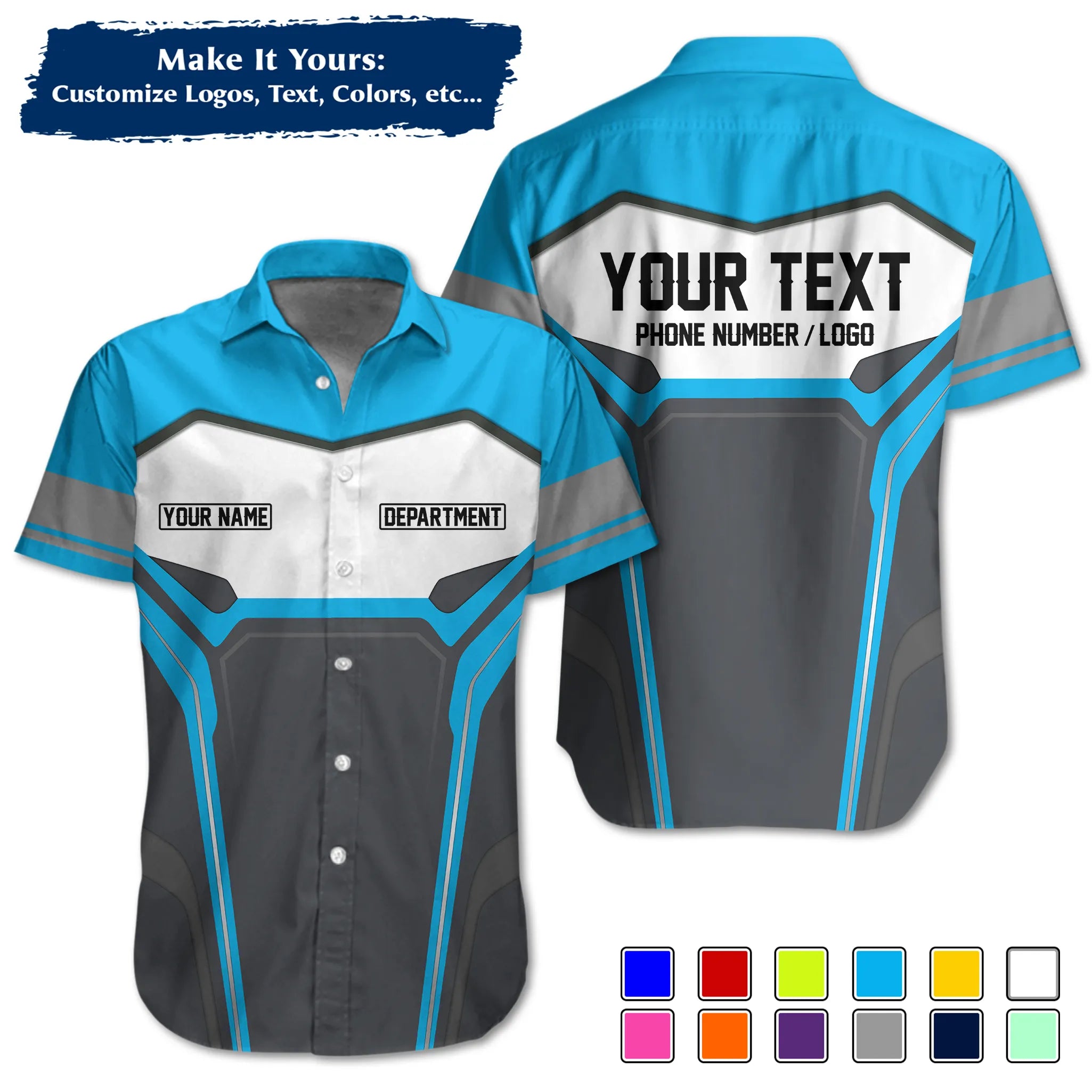 Custom Work Shirt & Uniform – Personalized with Company Logo, Name & Contact Inf UNF15