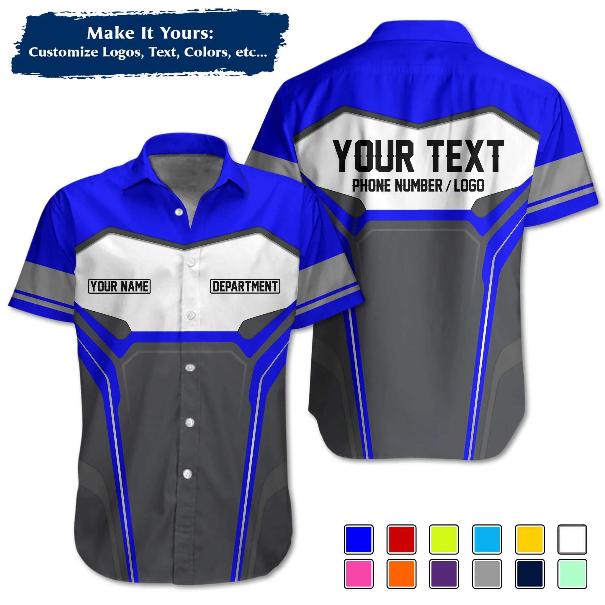 Custom Work Shirt & Uniform – Personalized with Company Logo, Name & Contact Inf UNF15