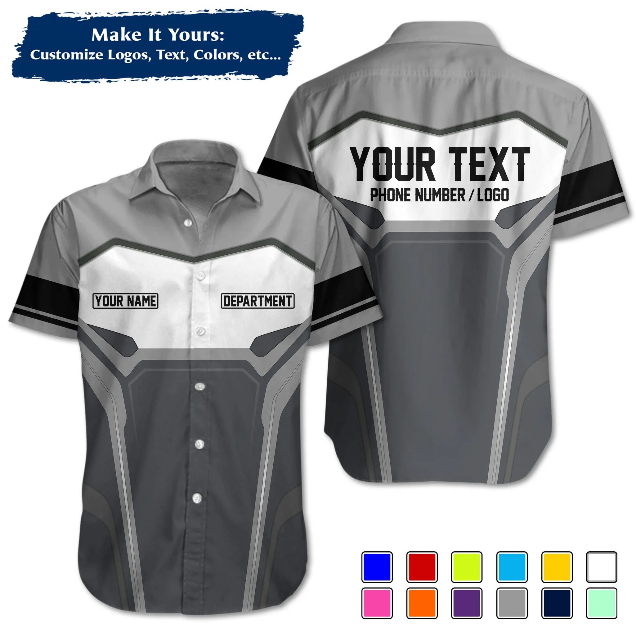Custom Work Shirt & Uniform – Personalized with Company Logo, Name & Contact Inf UNF15