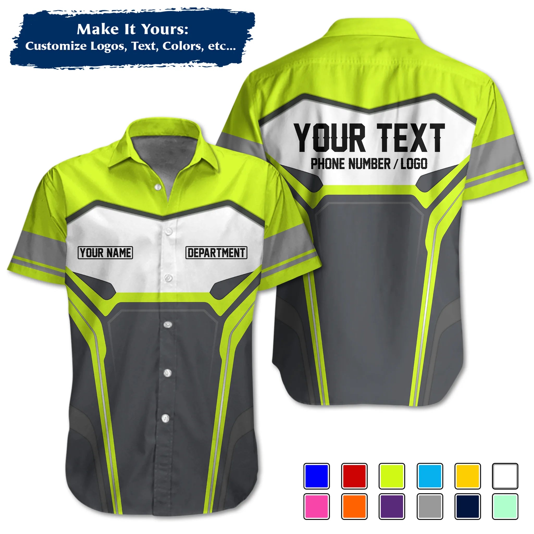 Custom Work Shirt & Uniform – Personalized with Company Logo, Name & Contact Inf UNF15