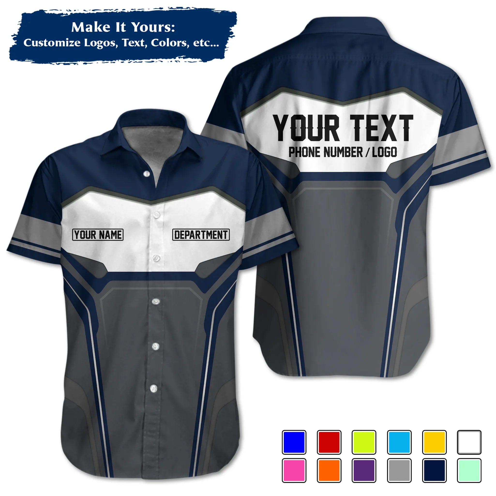 Custom Work Shirt & Uniform – Personalized with Company Logo, Name & Contact Inf UNF15