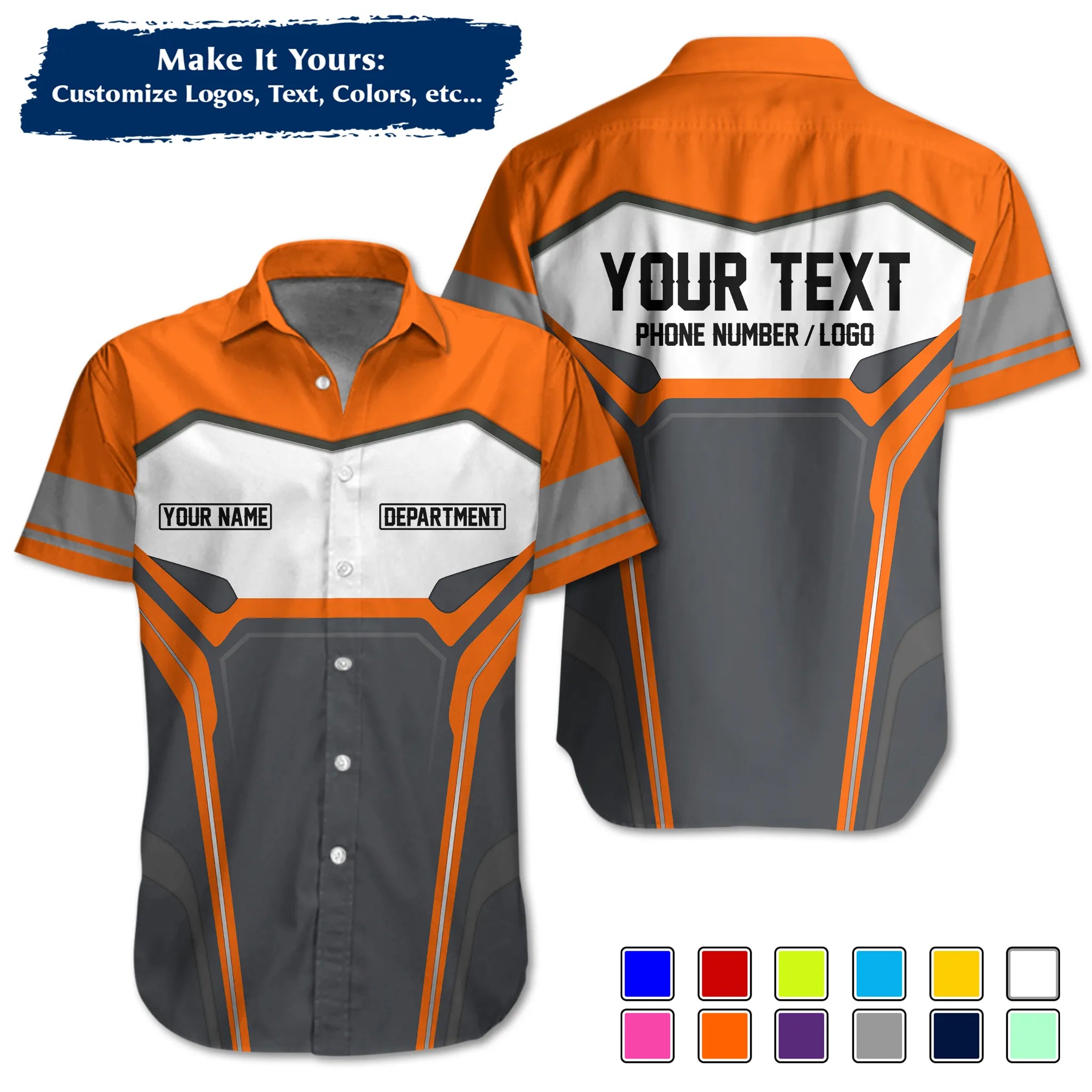 Custom Work Shirt & Uniform – Personalized with Company Logo, Name & Contact Inf UNF15