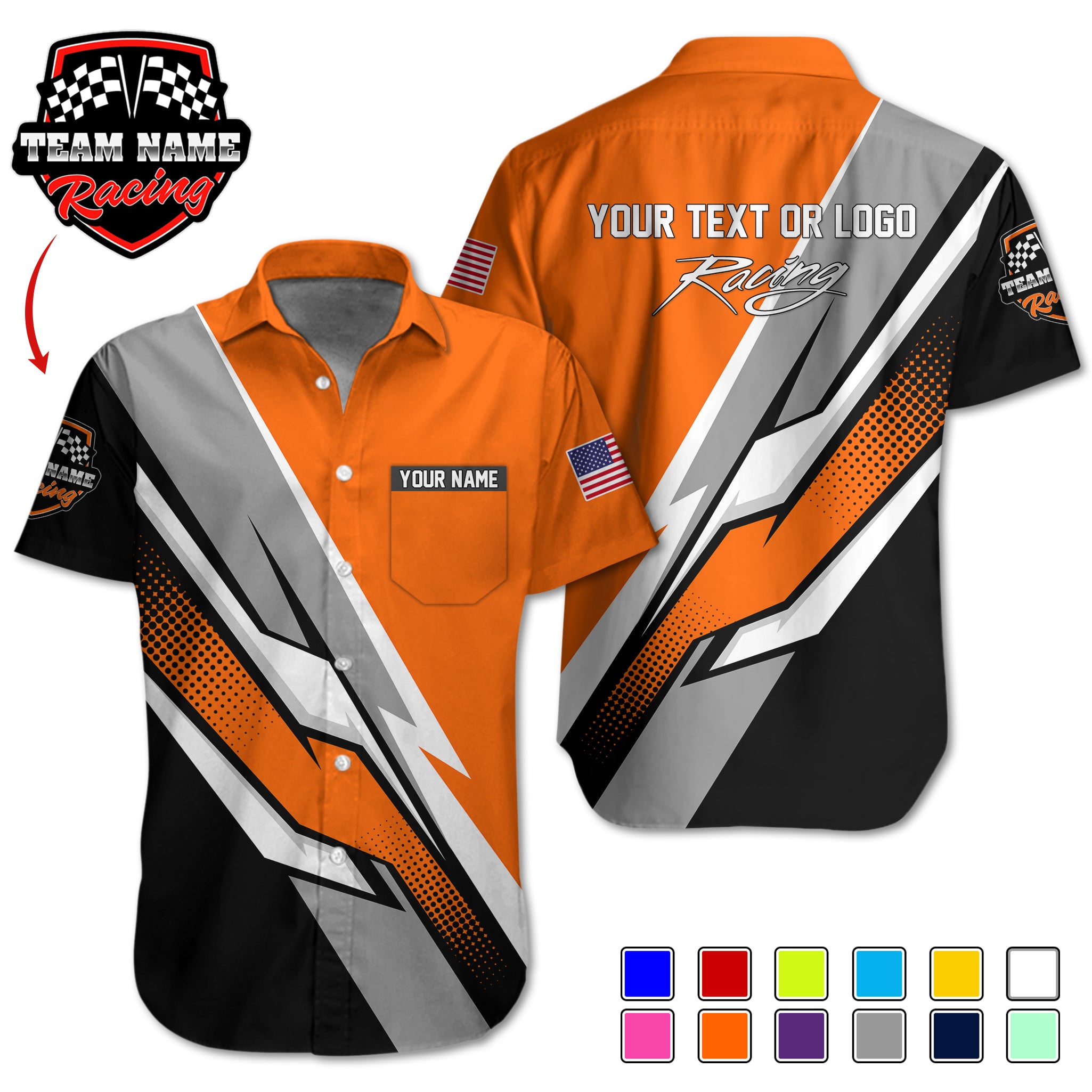 Pocket-Custom Racing Team Shirts – Personalized with Team Logo, Driver Name & Sponsor Details RC10