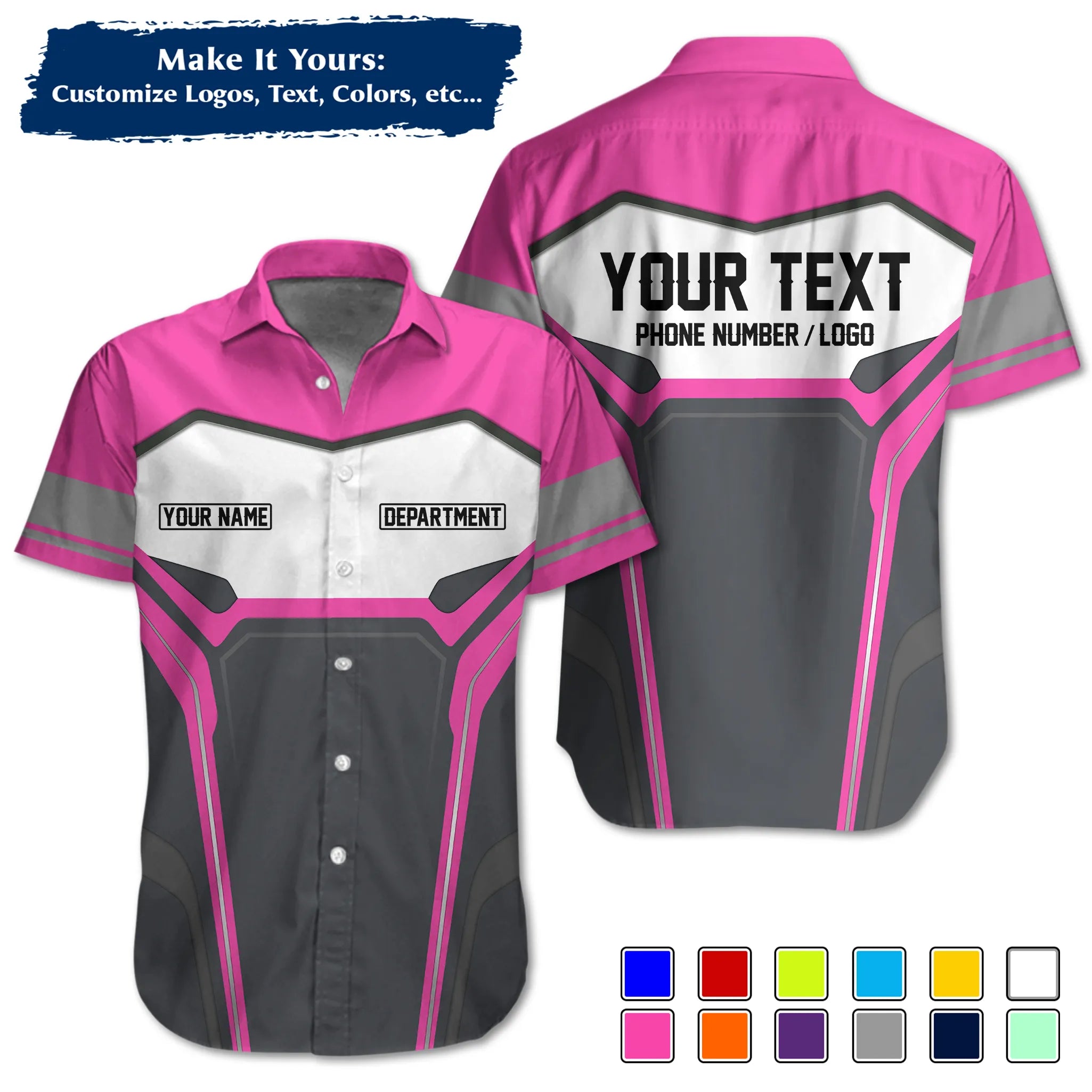 Custom Work Shirt & Uniform – Personalized with Company Logo, Name & Contact Inf UNF15
