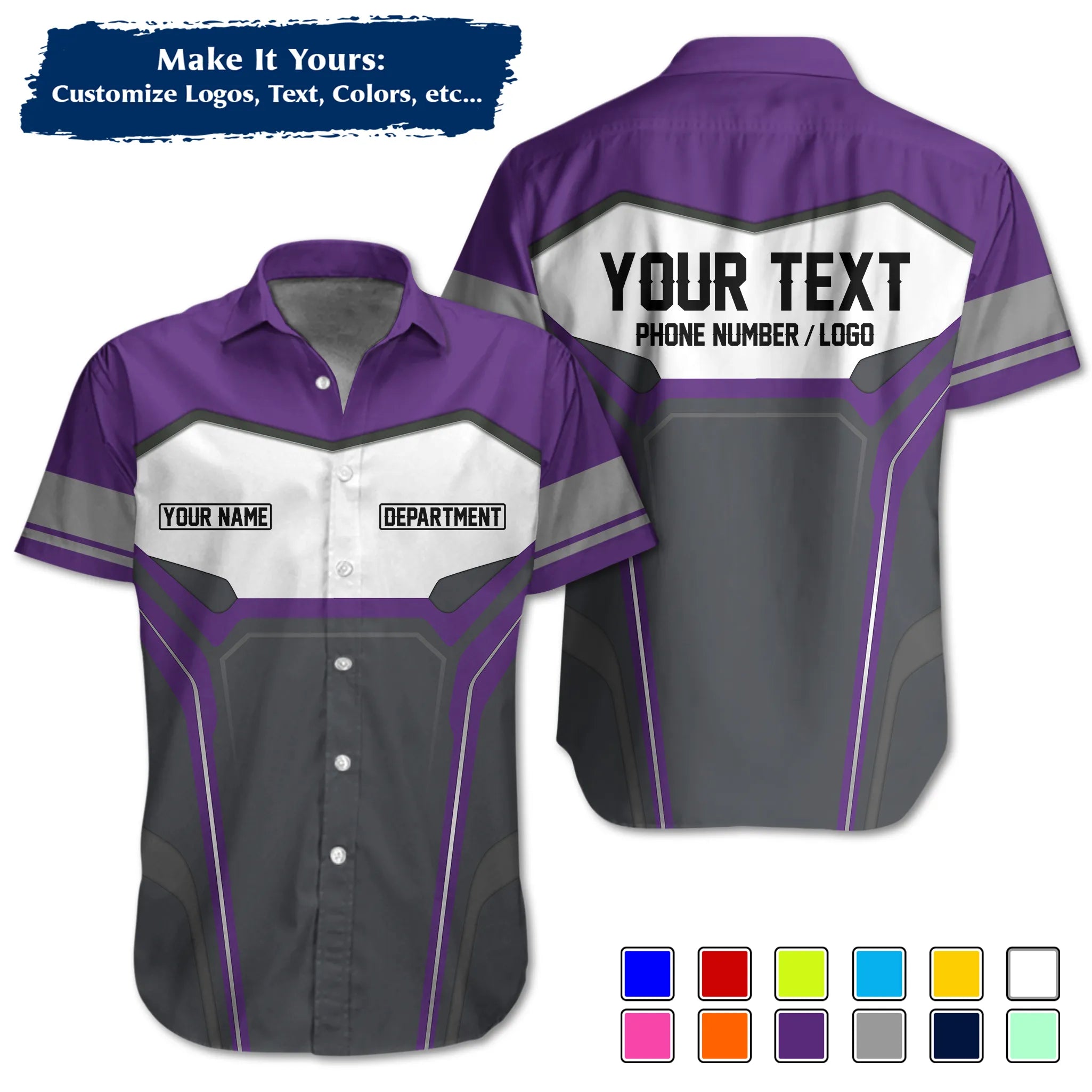 Custom Work Shirt & Uniform – Personalized with Company Logo, Name & Contact Inf UNF15
