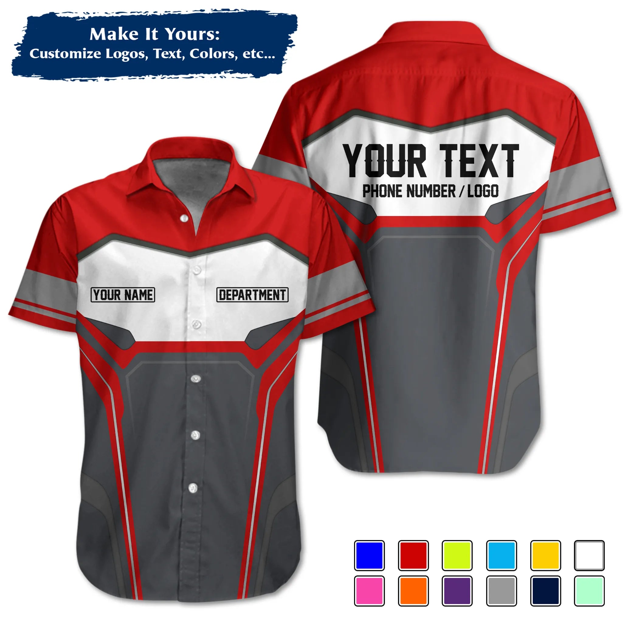 Custom Work Shirt & Uniform – Personalized with Company Logo, Name & Contact Inf UNF15