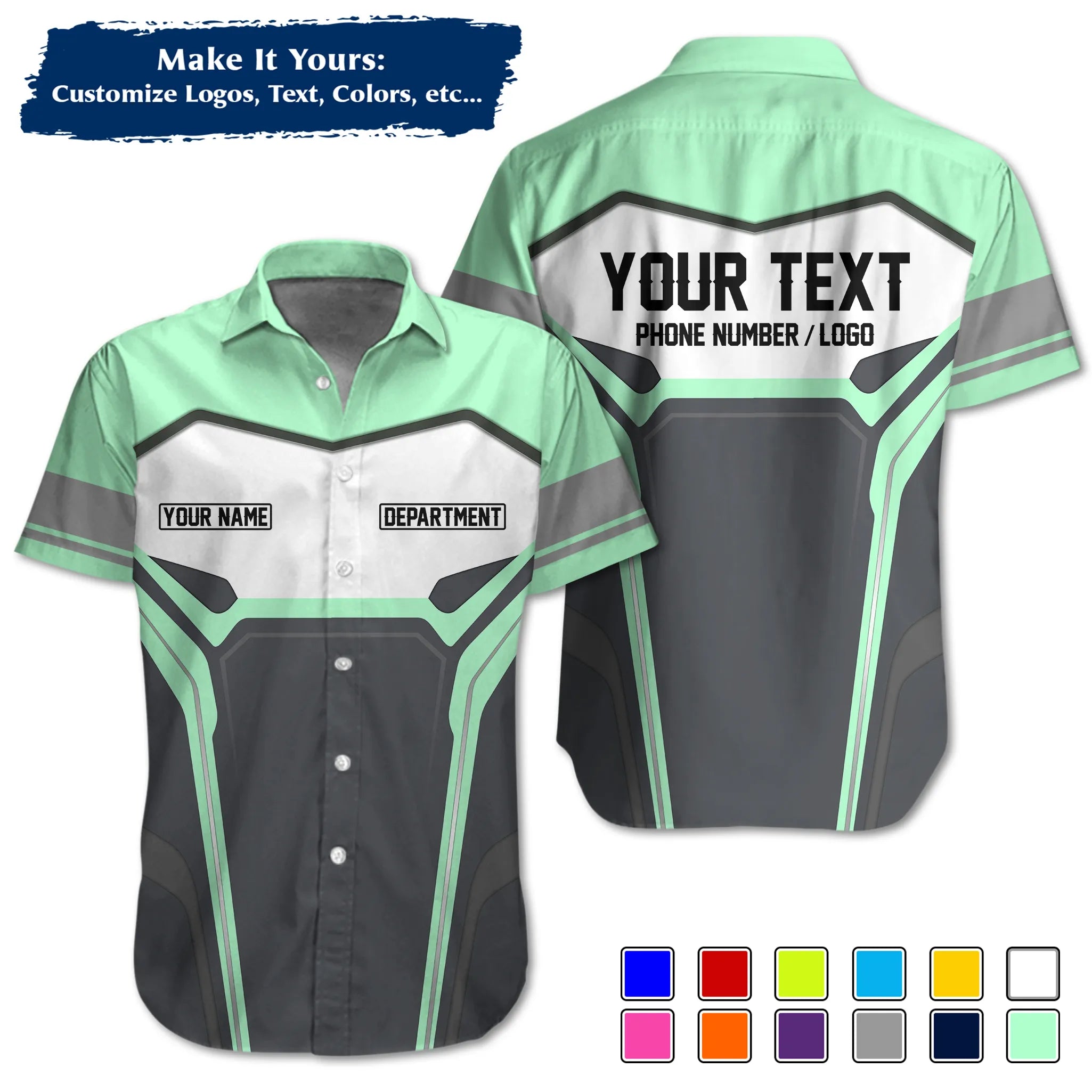 Custom Work Shirt & Uniform – Personalized with Company Logo, Name & Contact Inf UNF15