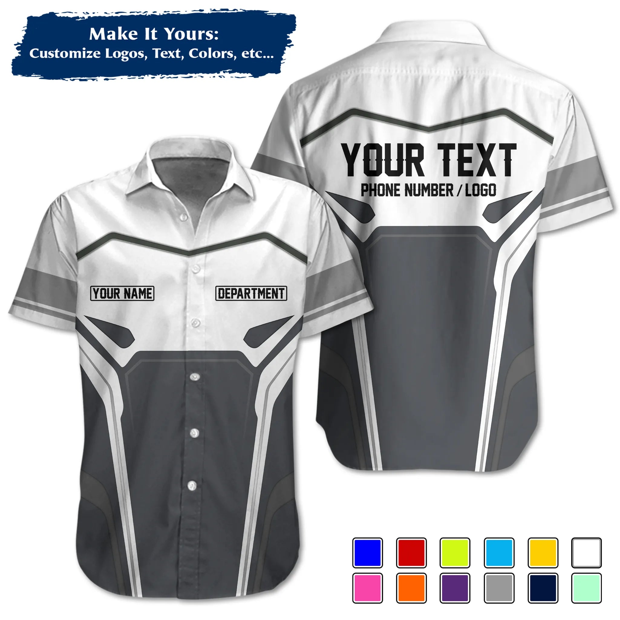 Custom Work Shirt & Uniform – Personalized with Company Logo, Name & Contact Inf UNF15
