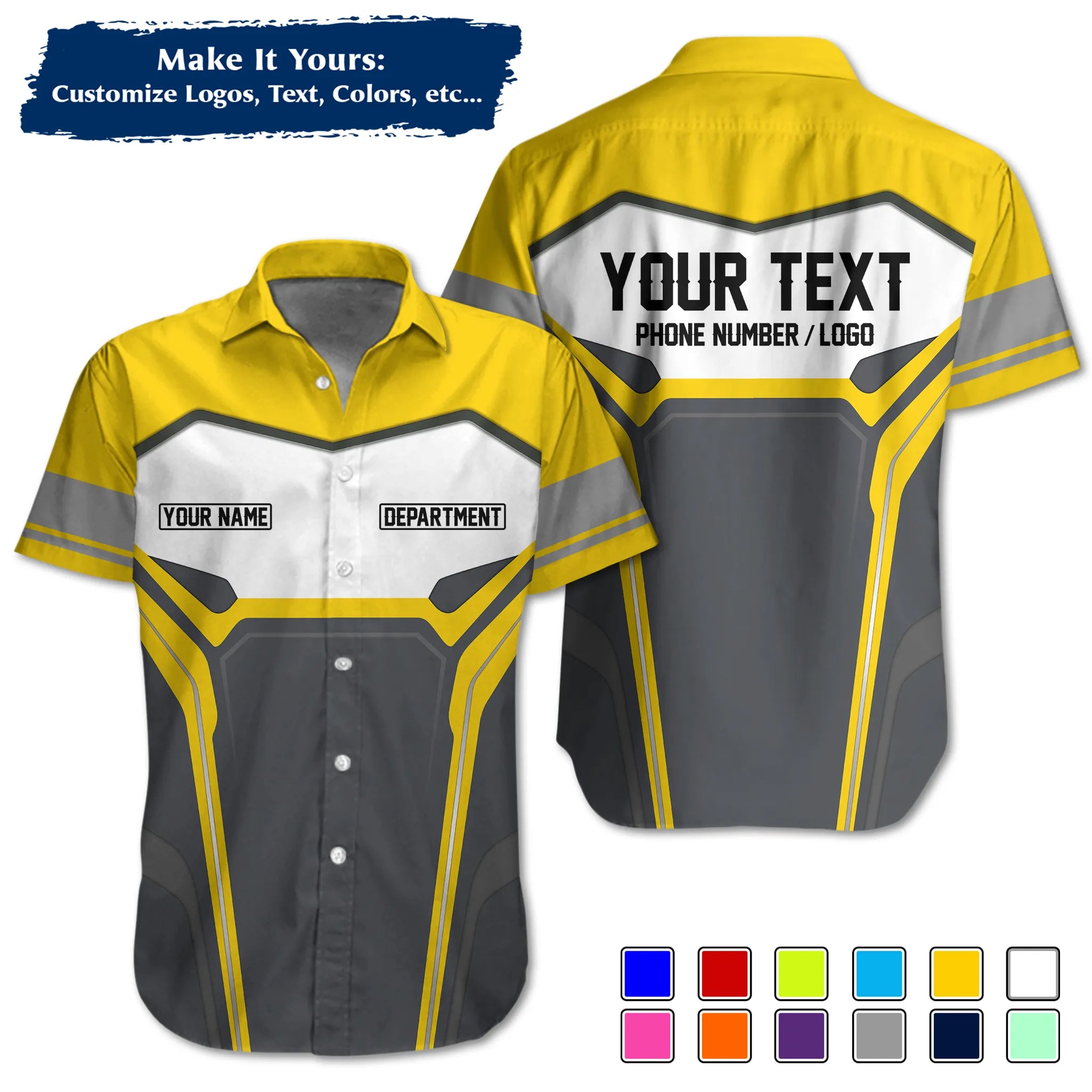 Custom Work Shirt & Uniform – Personalized with Company Logo, Name & Contact Inf UNF15