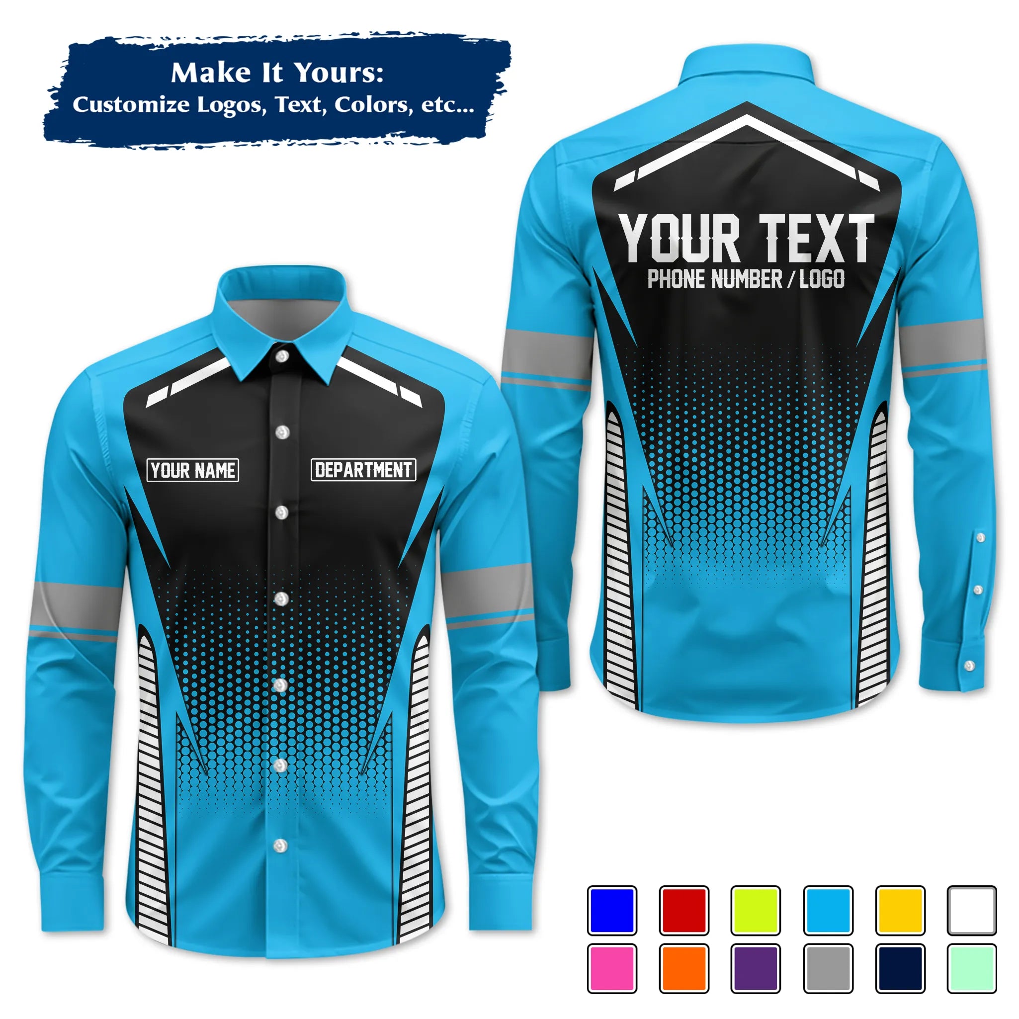 Custom Work Shirt & Uniform – Personalized with Company Logo, Name & Contact Inf UNF12