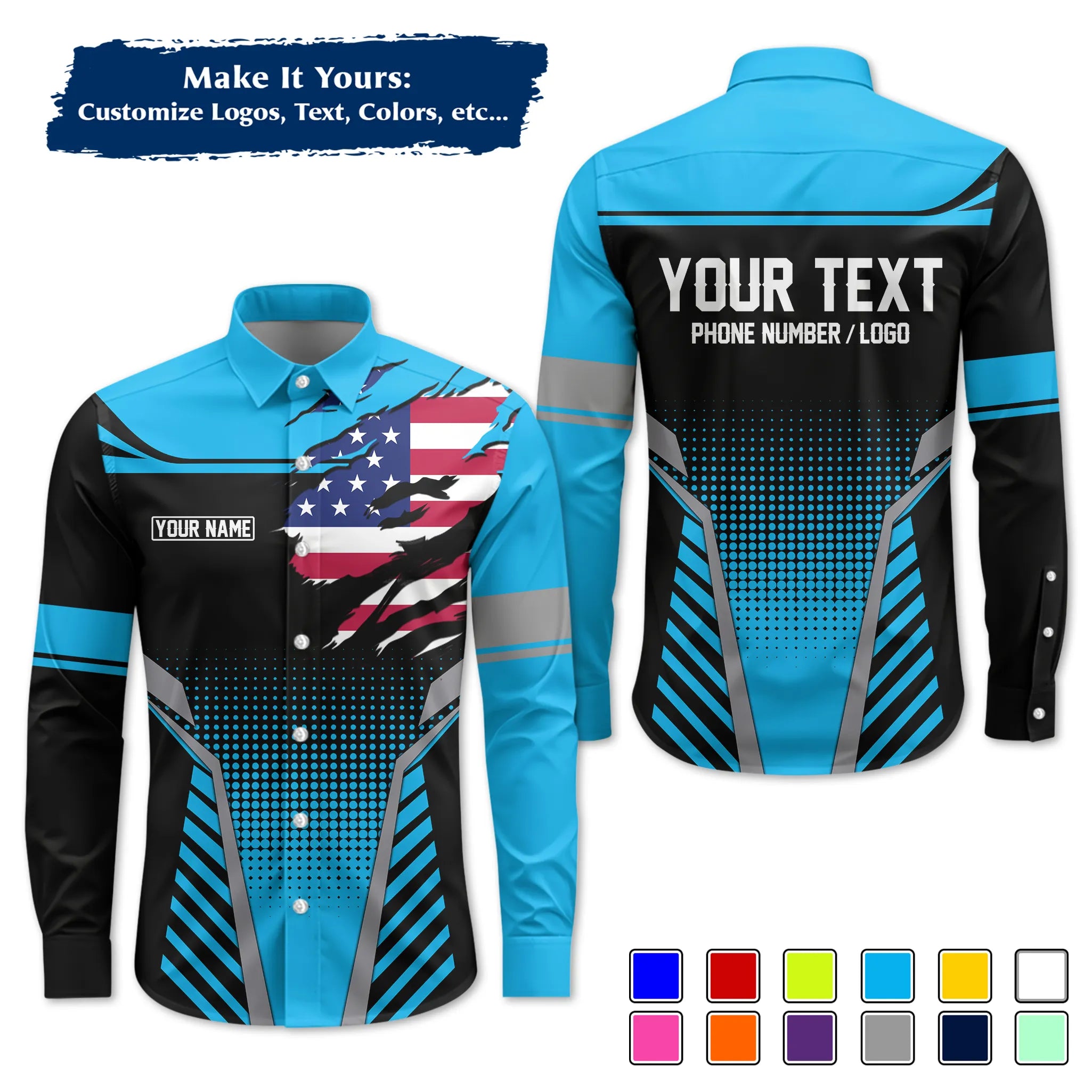 Custom Work Shirt & Uniform – Personalized with Company Logo, Name & Contact Inf UNF14