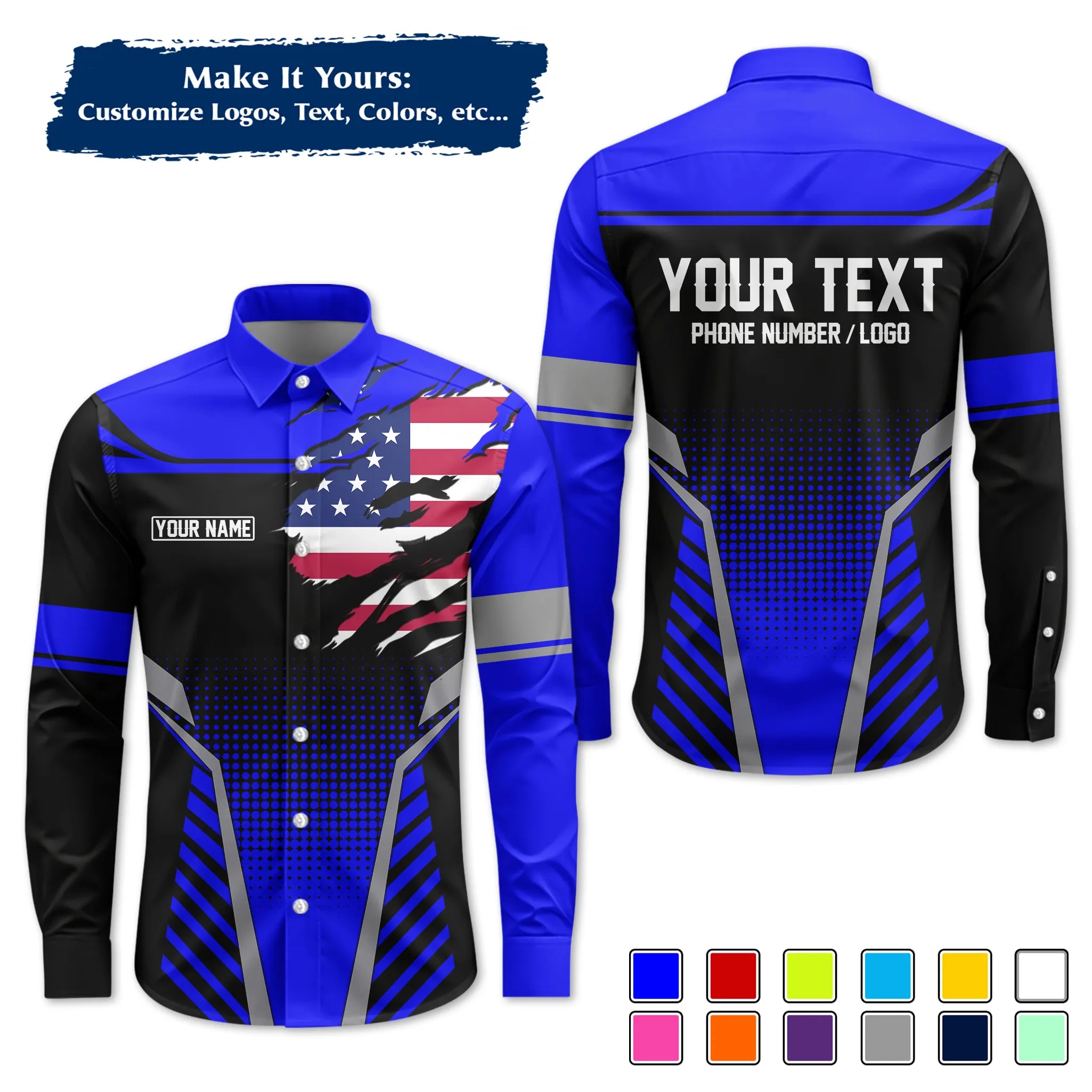 Custom Work Shirt & Uniform – Personalized with Company Logo, Name & Contact Inf UNF14