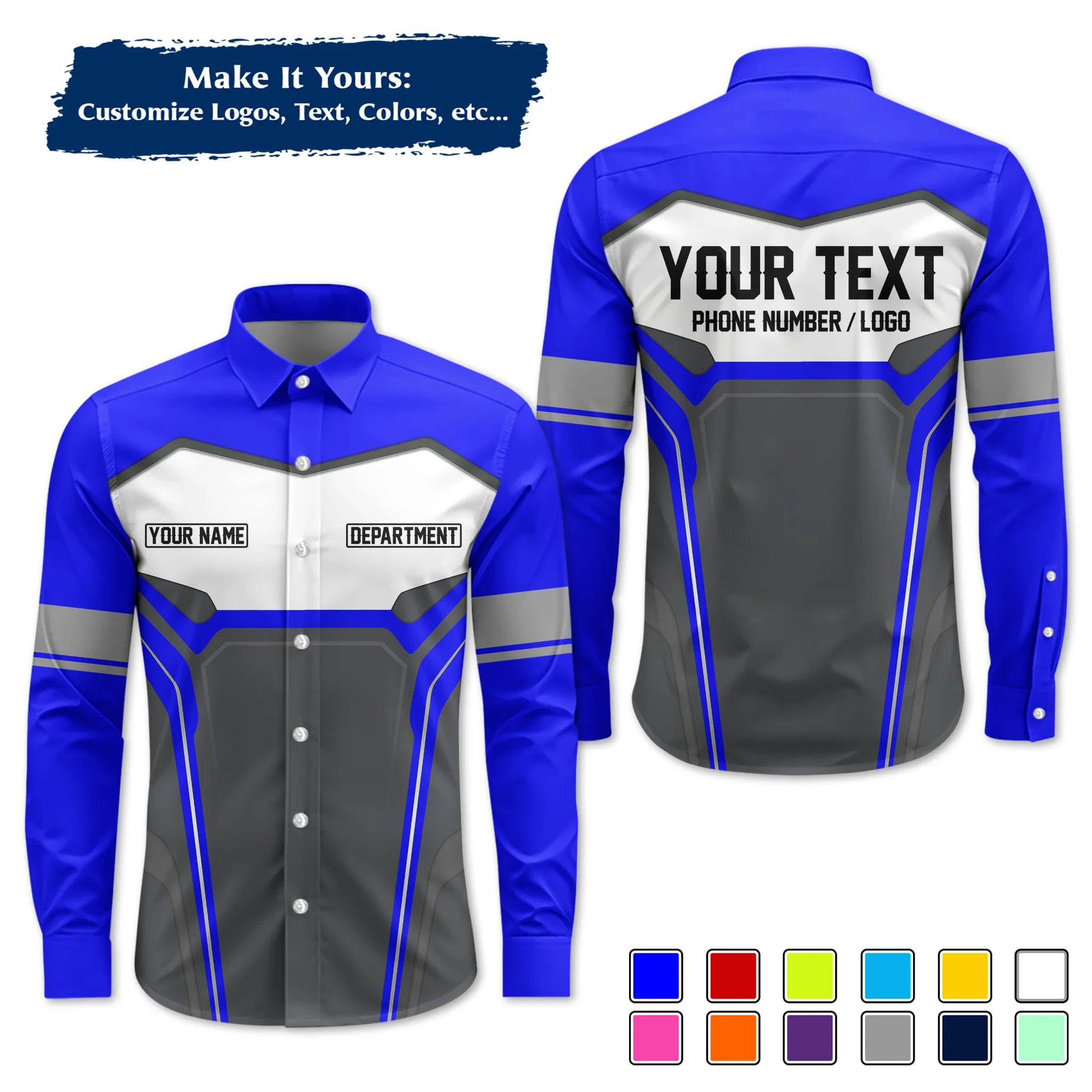 Custom Work Shirt & Uniform – Personalized with Company Logo, Name & Contact Inf UNF15