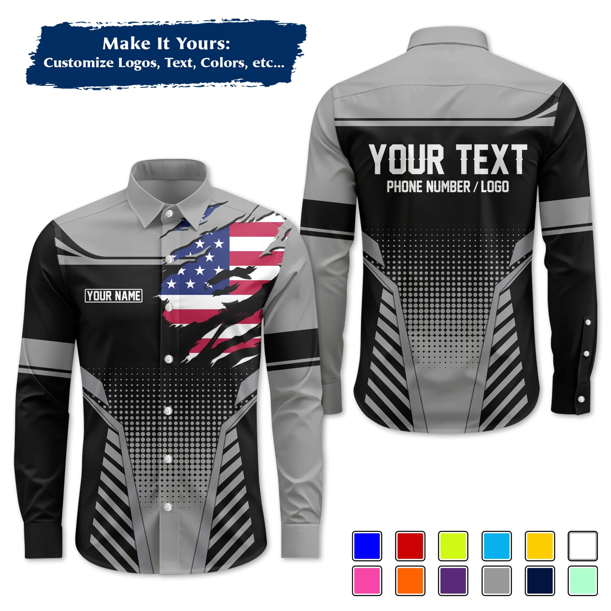 Custom Work Shirt & Uniform – Personalized with Company Logo, Name & Contact Inf UNF14