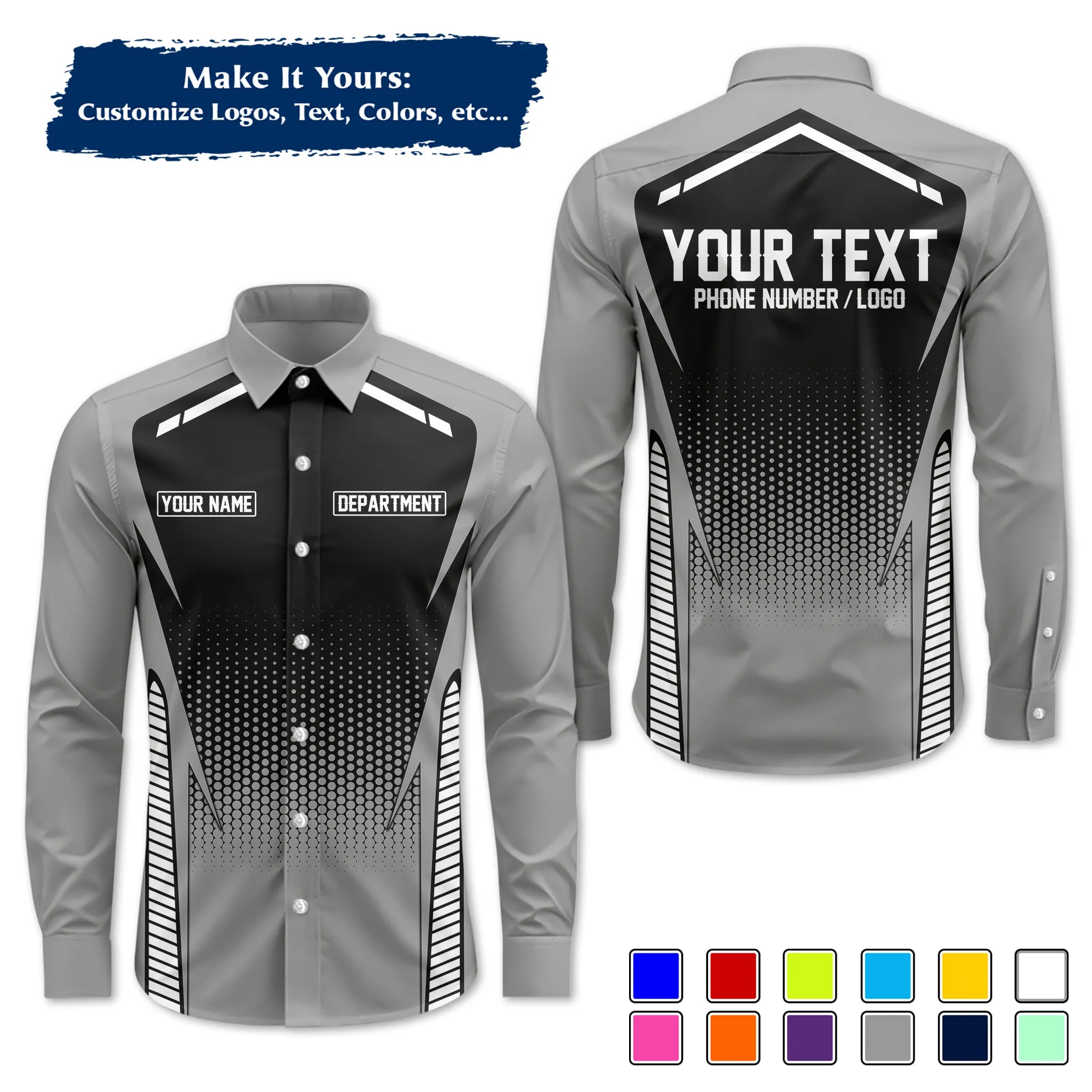 Custom Work Shirt & Uniform – Personalized with Company Logo, Name & Contact Inf UNF12