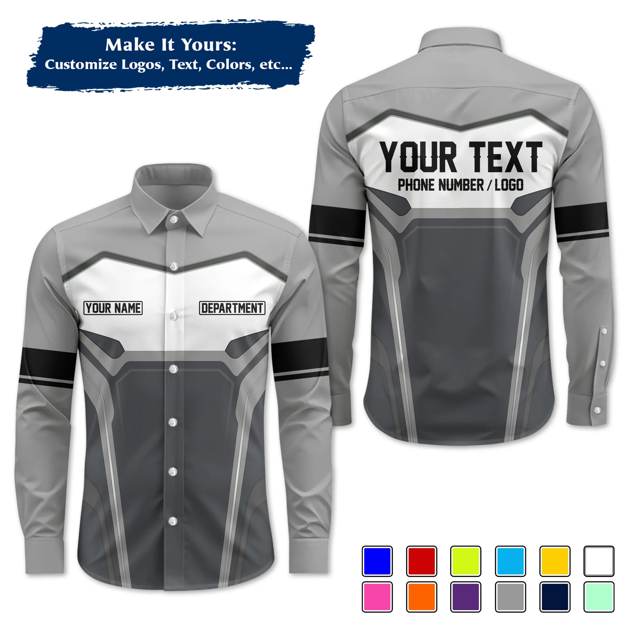 Custom Work Shirt & Uniform – Personalized with Company Logo, Name & Contact Inf UNF15