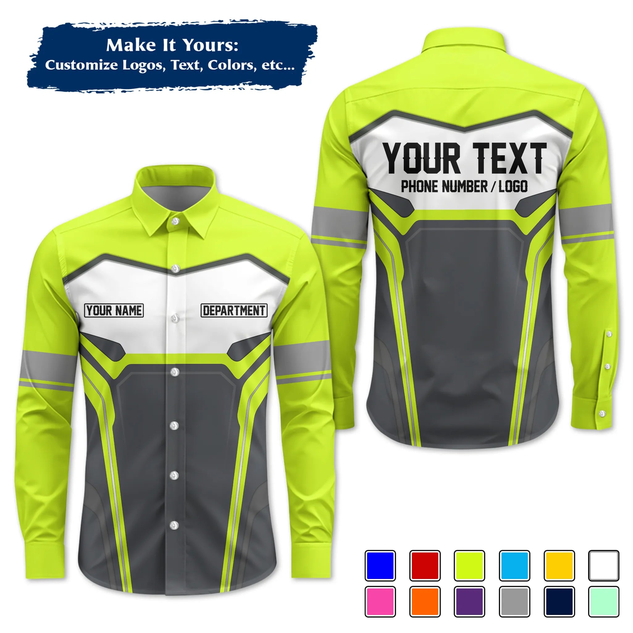 Custom Work Shirt & Uniform – Personalized with Company Logo, Name & Contact Inf UNF15