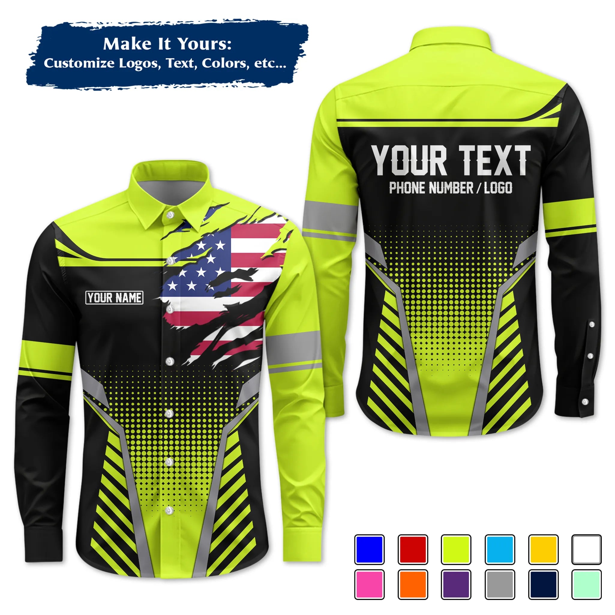 Custom Work Shirt & Uniform – Personalized with Company Logo, Name & Contact Inf UNF14