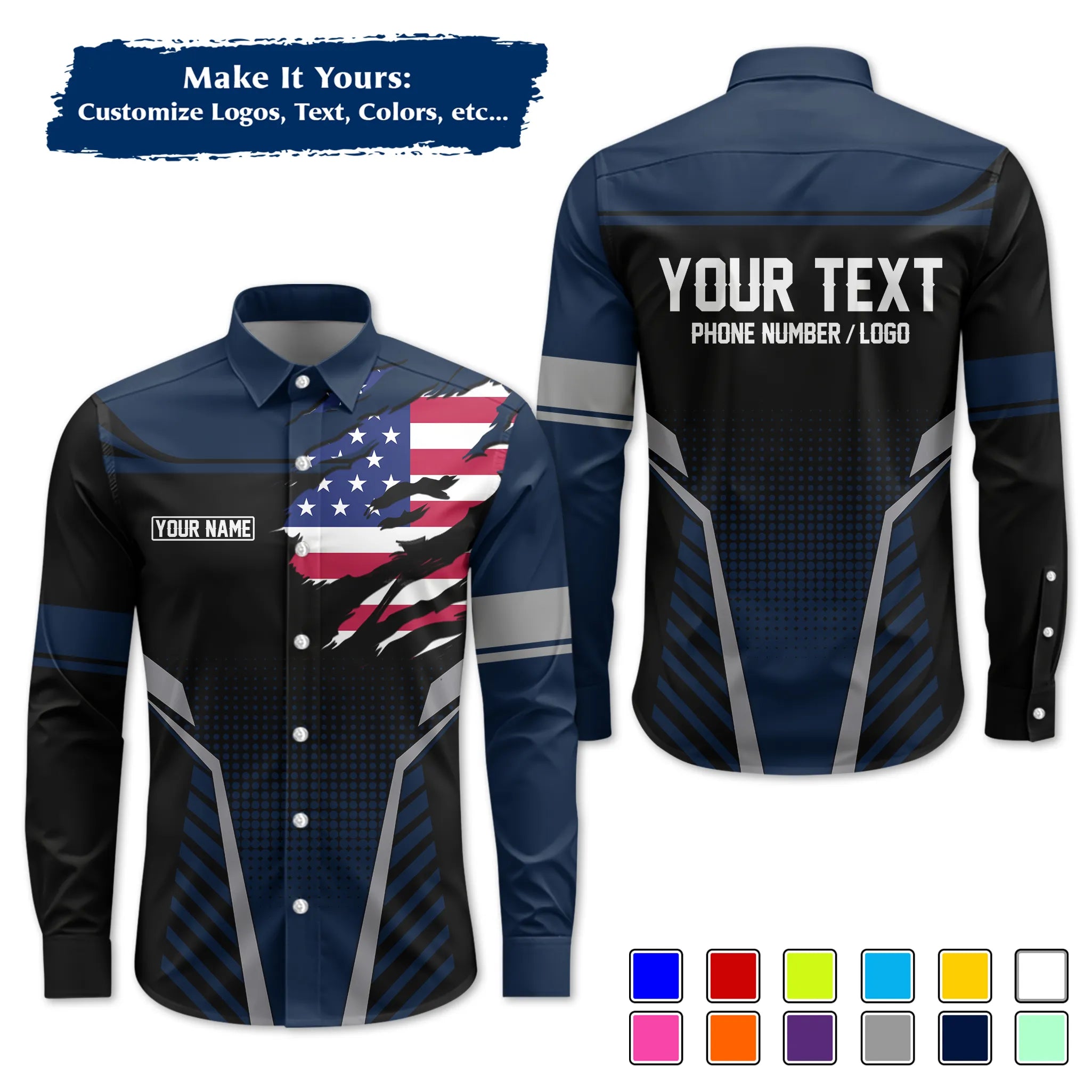 Custom Work Shirt & Uniform – Personalized with Company Logo, Name & Contact Inf UNF14