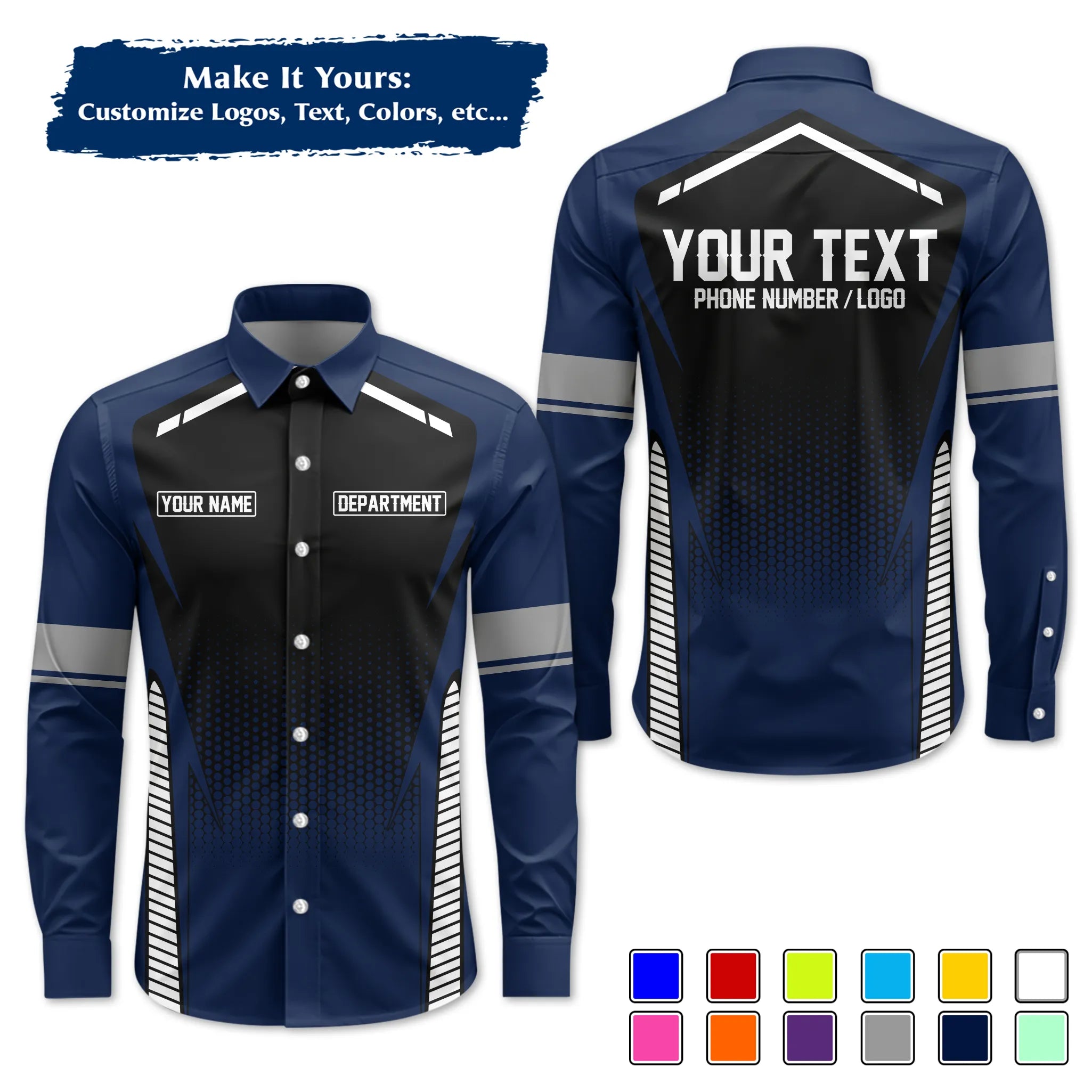Custom Work Shirt & Uniform – Personalized with Company Logo, Name & Contact Inf UNF12