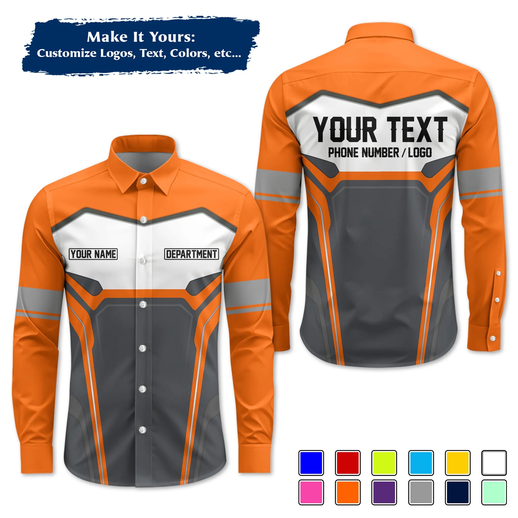 Custom Work Shirt & Uniform – Personalized with Company Logo, Name & Contact Inf UNF15