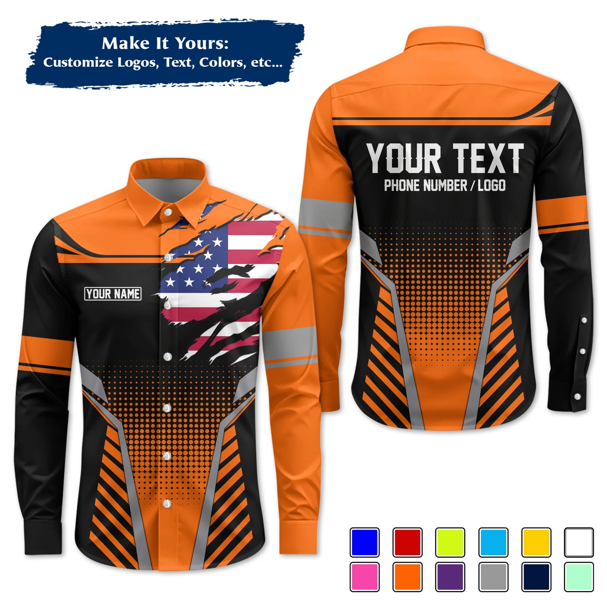 Custom Work Shirt & Uniform – Personalized with Company Logo, Name & Contact Inf UNF14
