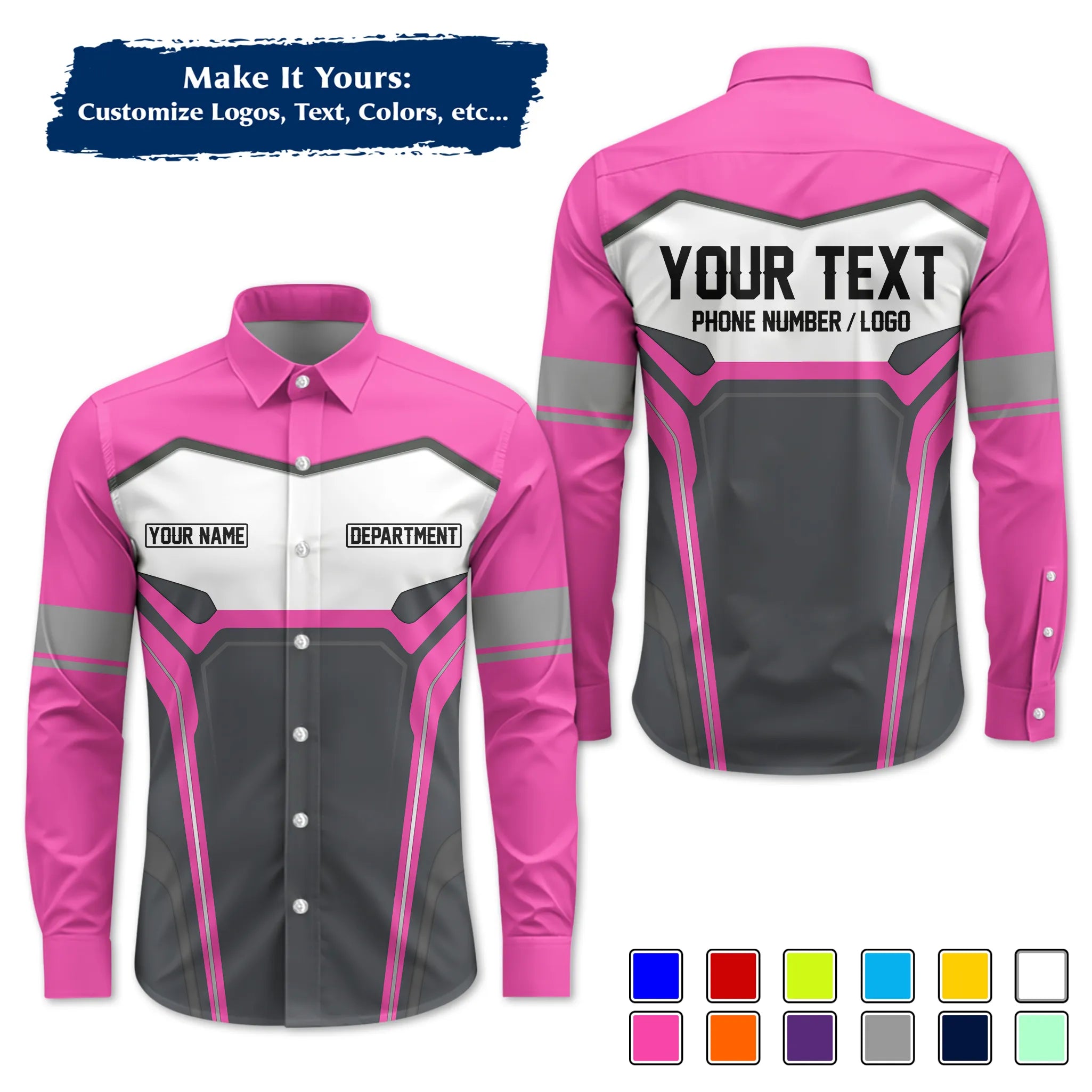 Custom Work Shirt & Uniform – Personalized with Company Logo, Name & Contact Inf UNF15