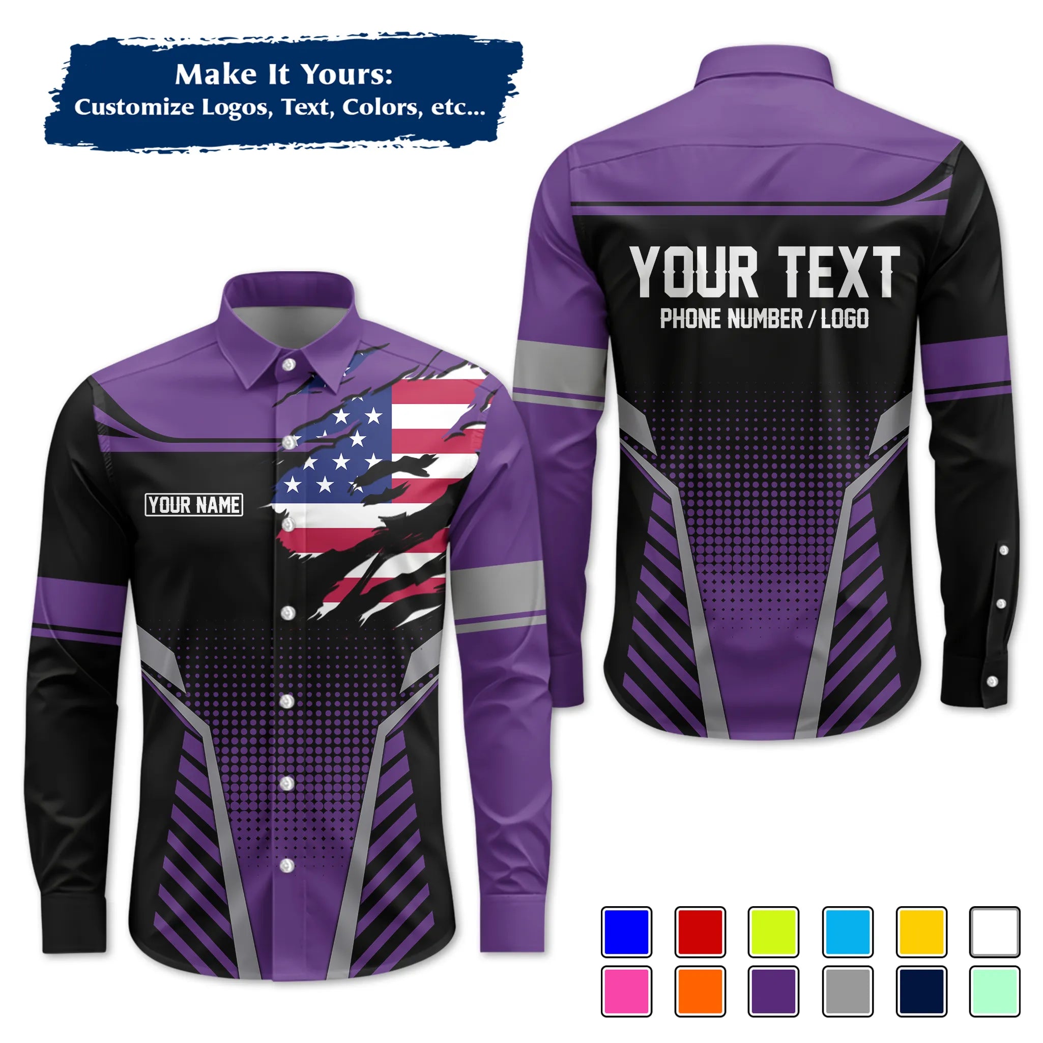 Custom Work Shirt & Uniform – Personalized with Company Logo, Name & Contact Inf UNF14