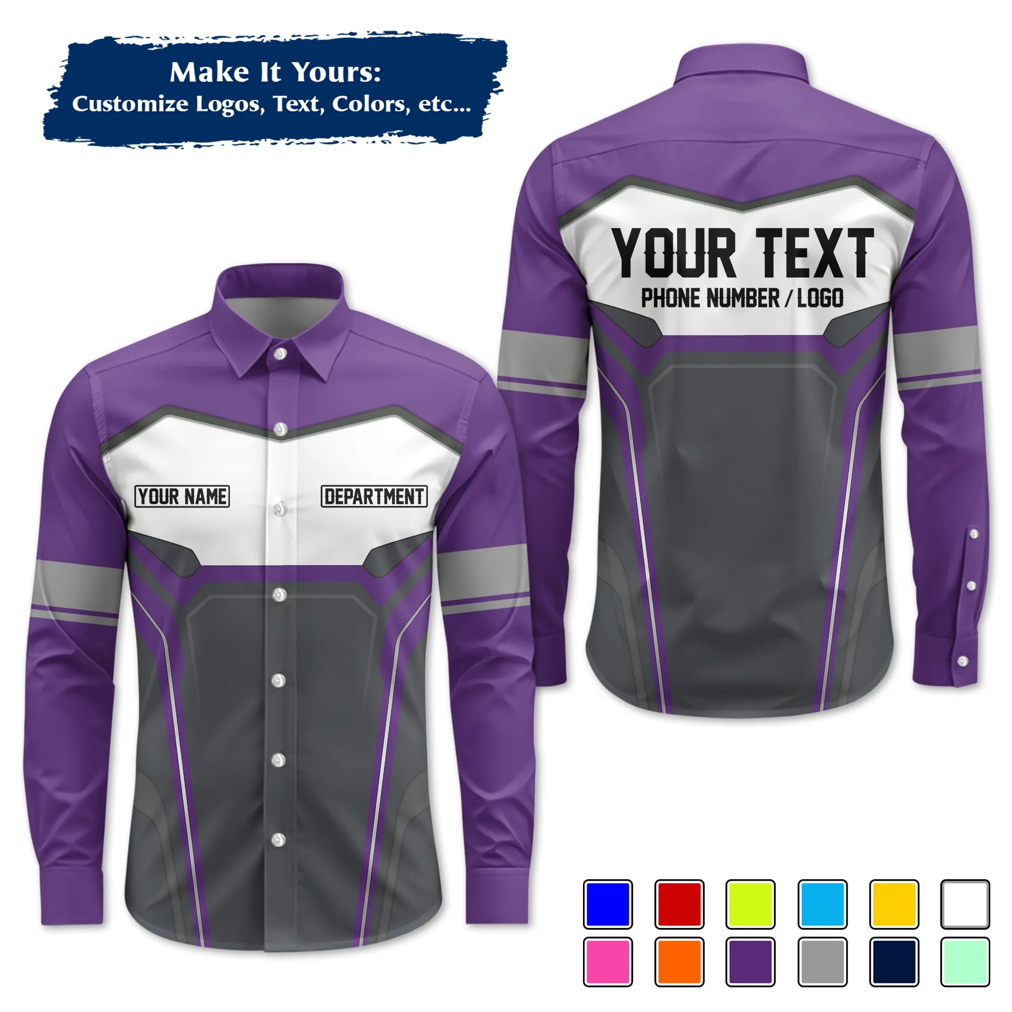 Custom Work Shirt & Uniform – Personalized with Company Logo, Name & Contact Inf UNF15