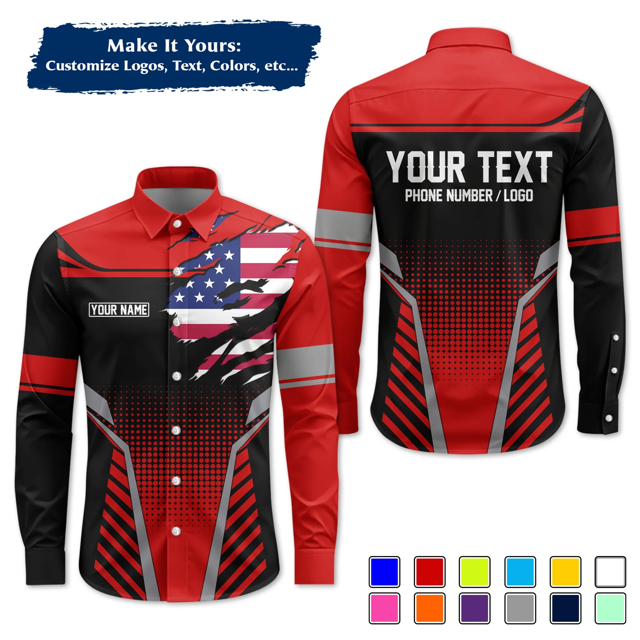 Custom Work Shirt & Uniform – Personalized with Company Logo, Name & Contact Inf UNF14