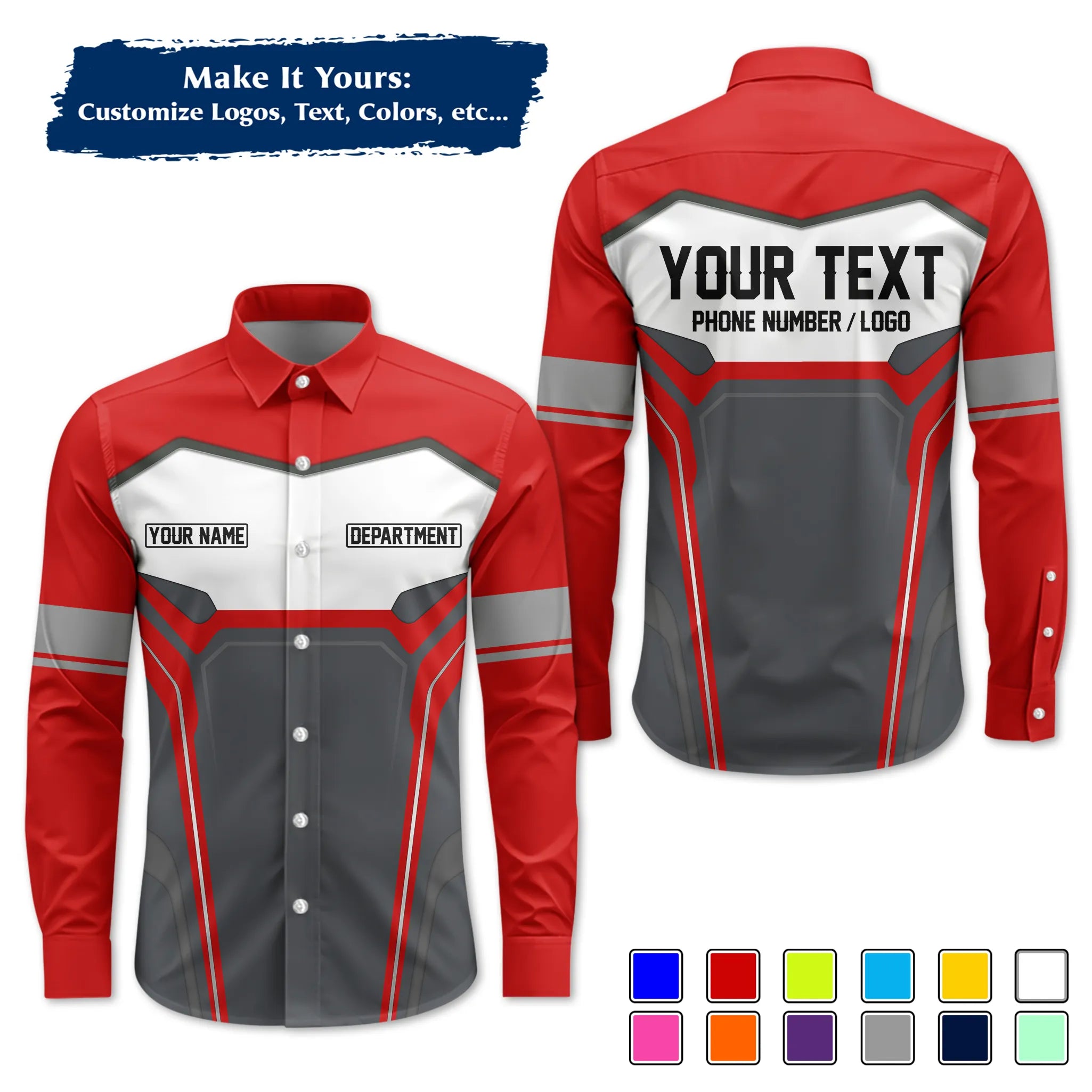 Custom Work Shirt & Uniform – Personalized with Company Logo, Name & Contact Inf UNF15