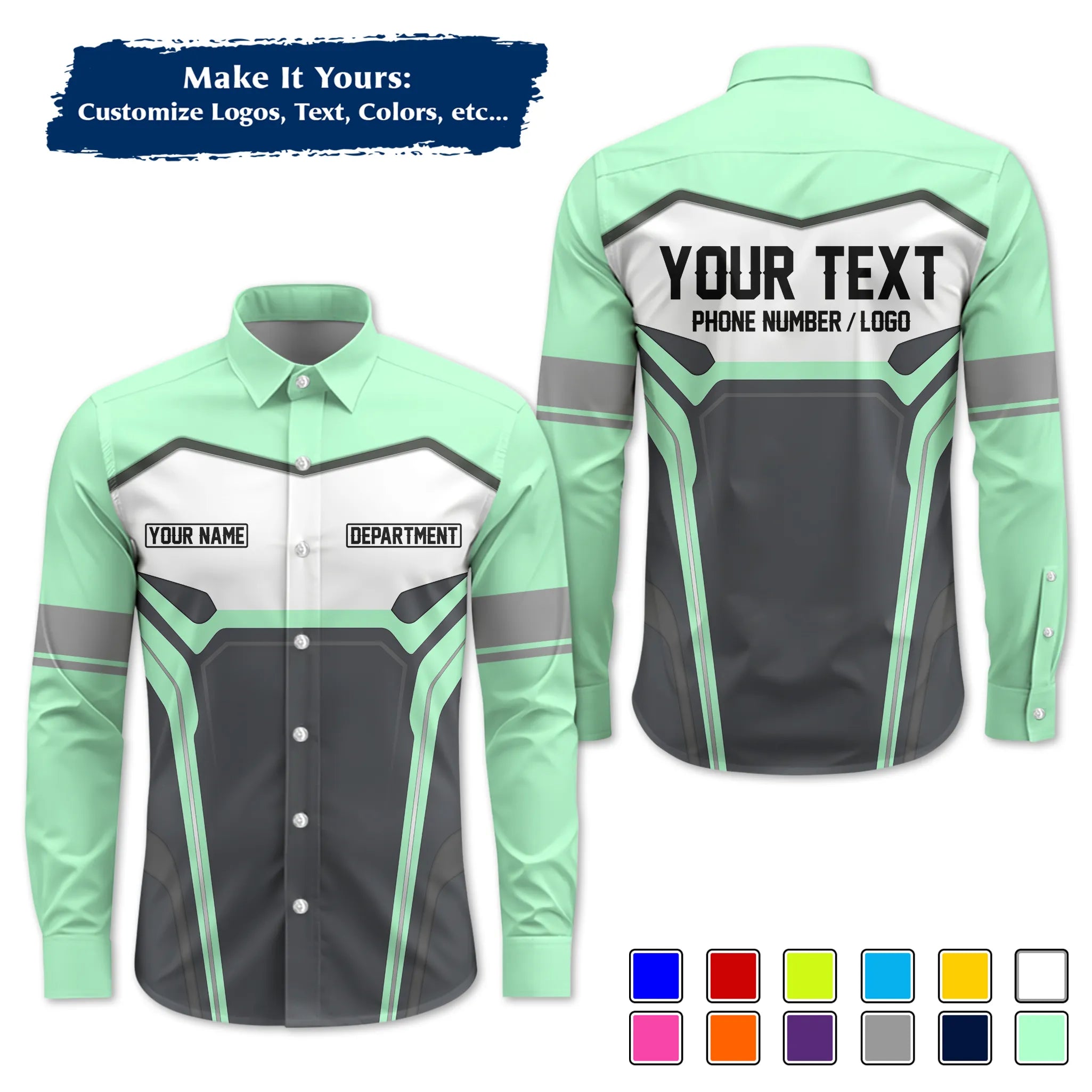 Custom Work Shirt & Uniform – Personalized with Company Logo, Name & Contact Inf UNF15