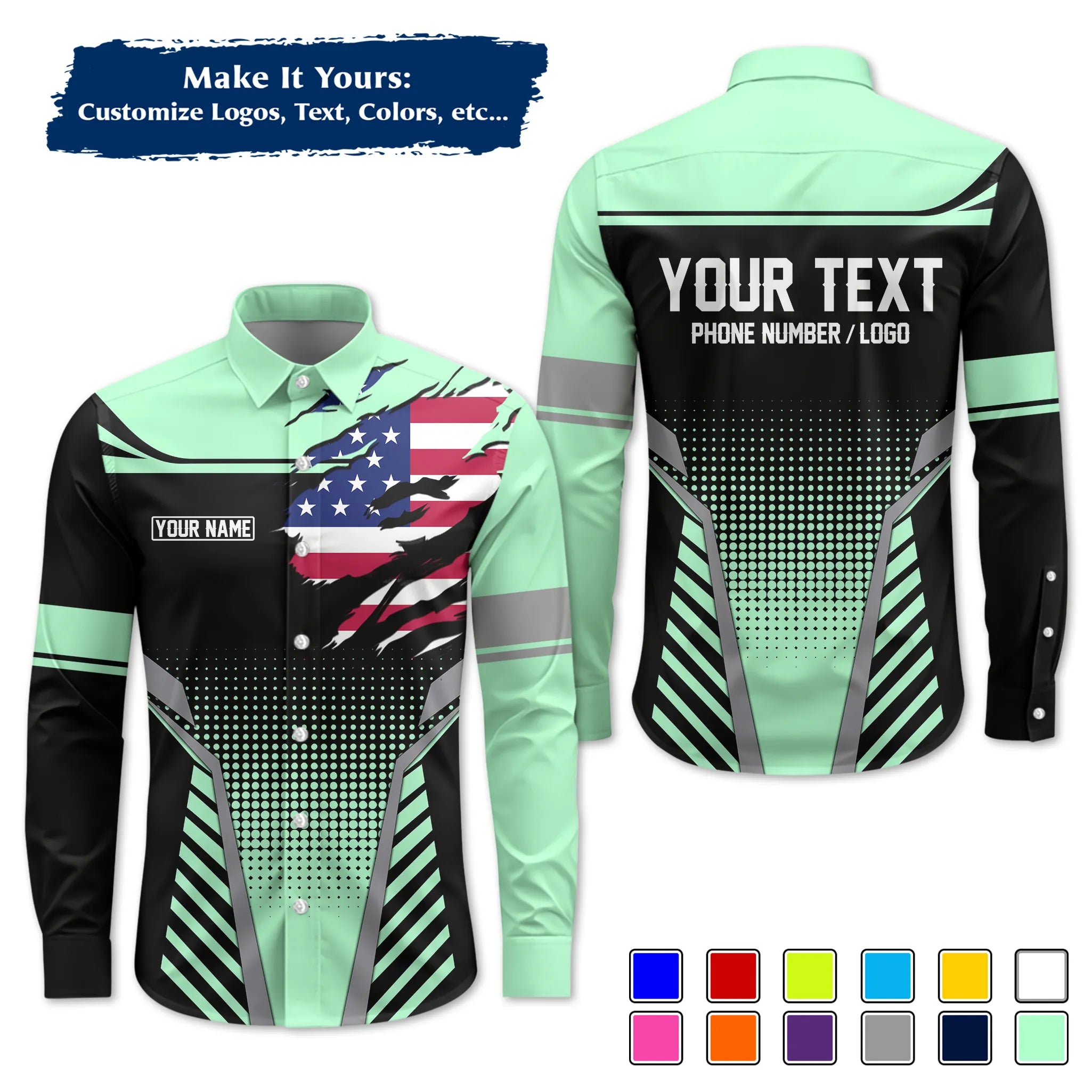 Custom Work Shirt & Uniform – Personalized with Company Logo, Name & Contact Inf UNF14