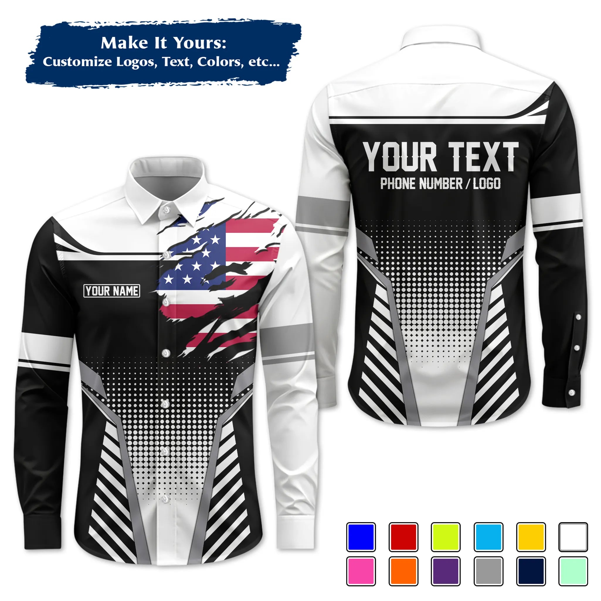 Custom Work Shirt & Uniform – Personalized with Company Logo, Name & Contact Inf UNF14