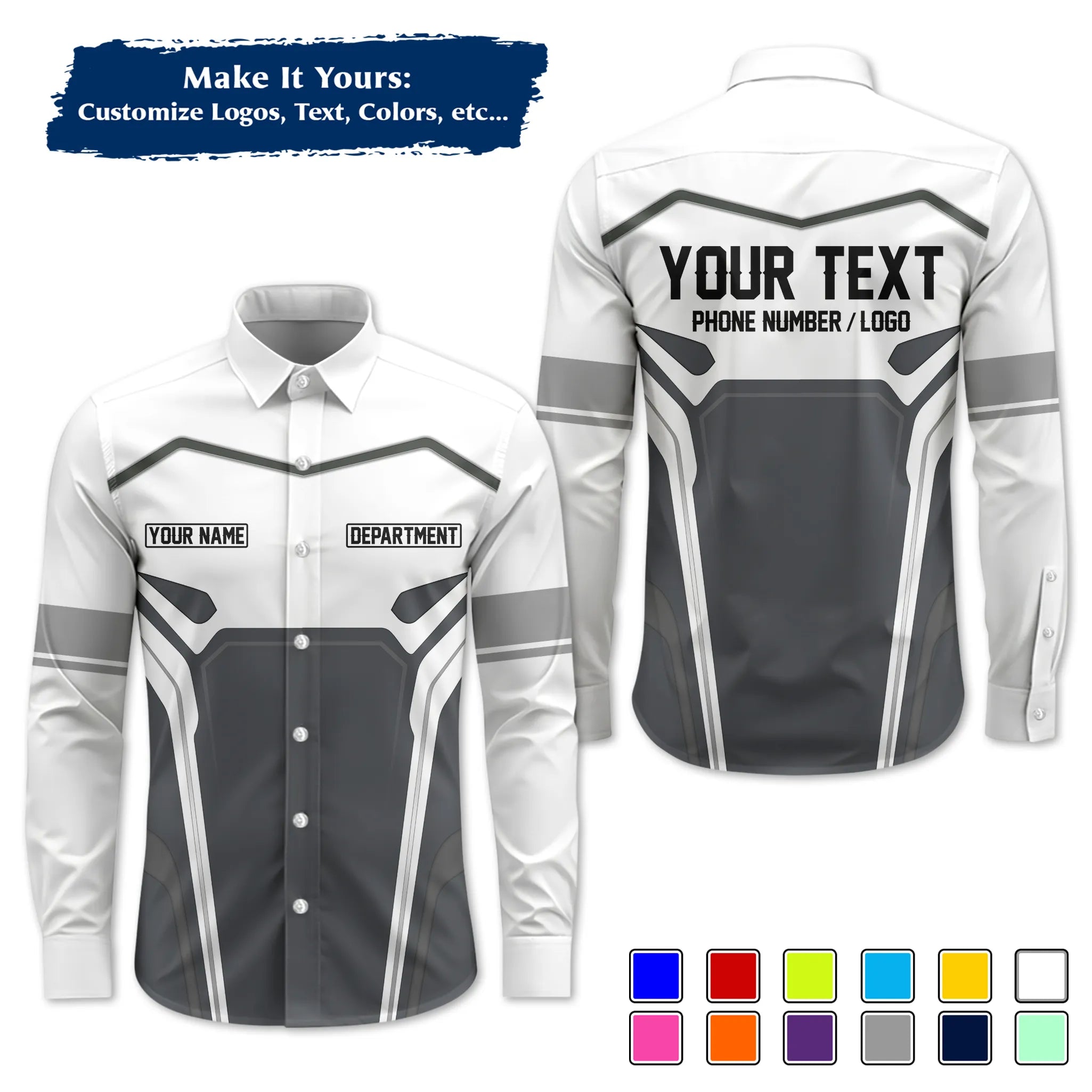 Custom Work Shirt & Uniform – Personalized with Company Logo, Name & Contact Inf UNF15