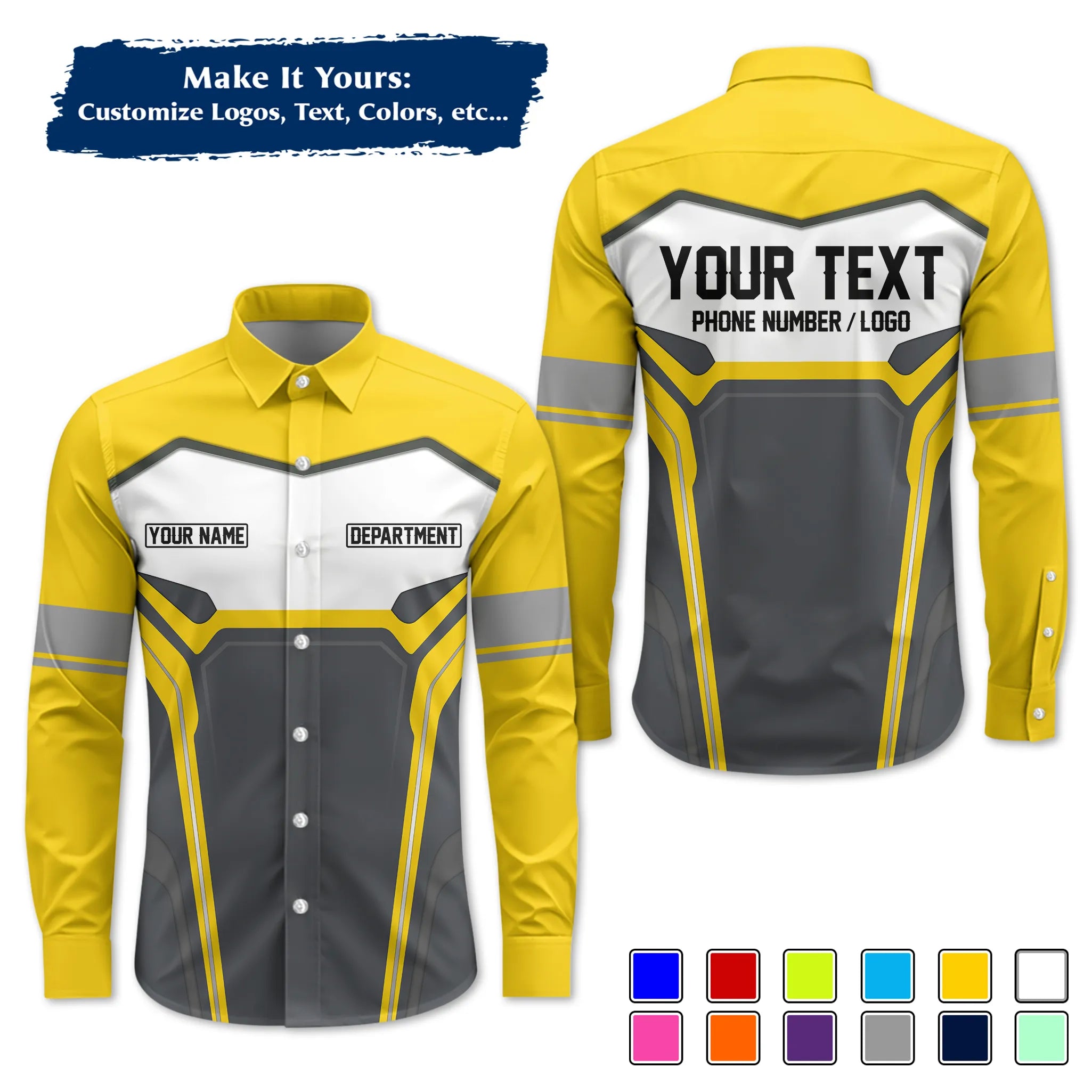 Custom Work Shirt & Uniform – Personalized with Company Logo, Name & Contact Inf UNF15