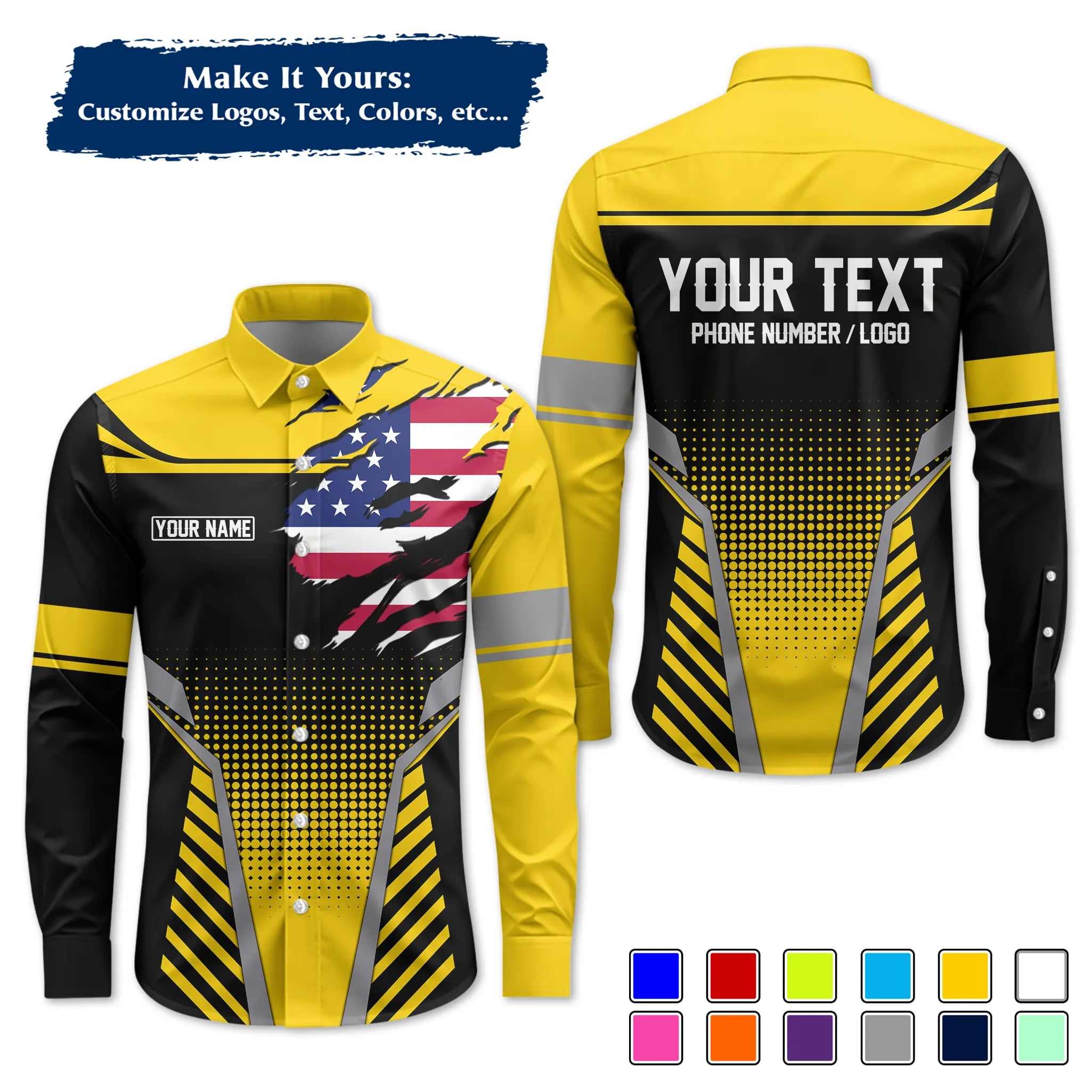 Custom Work Shirt & Uniform – Personalized with Company Logo, Name & Contact Inf UNF14