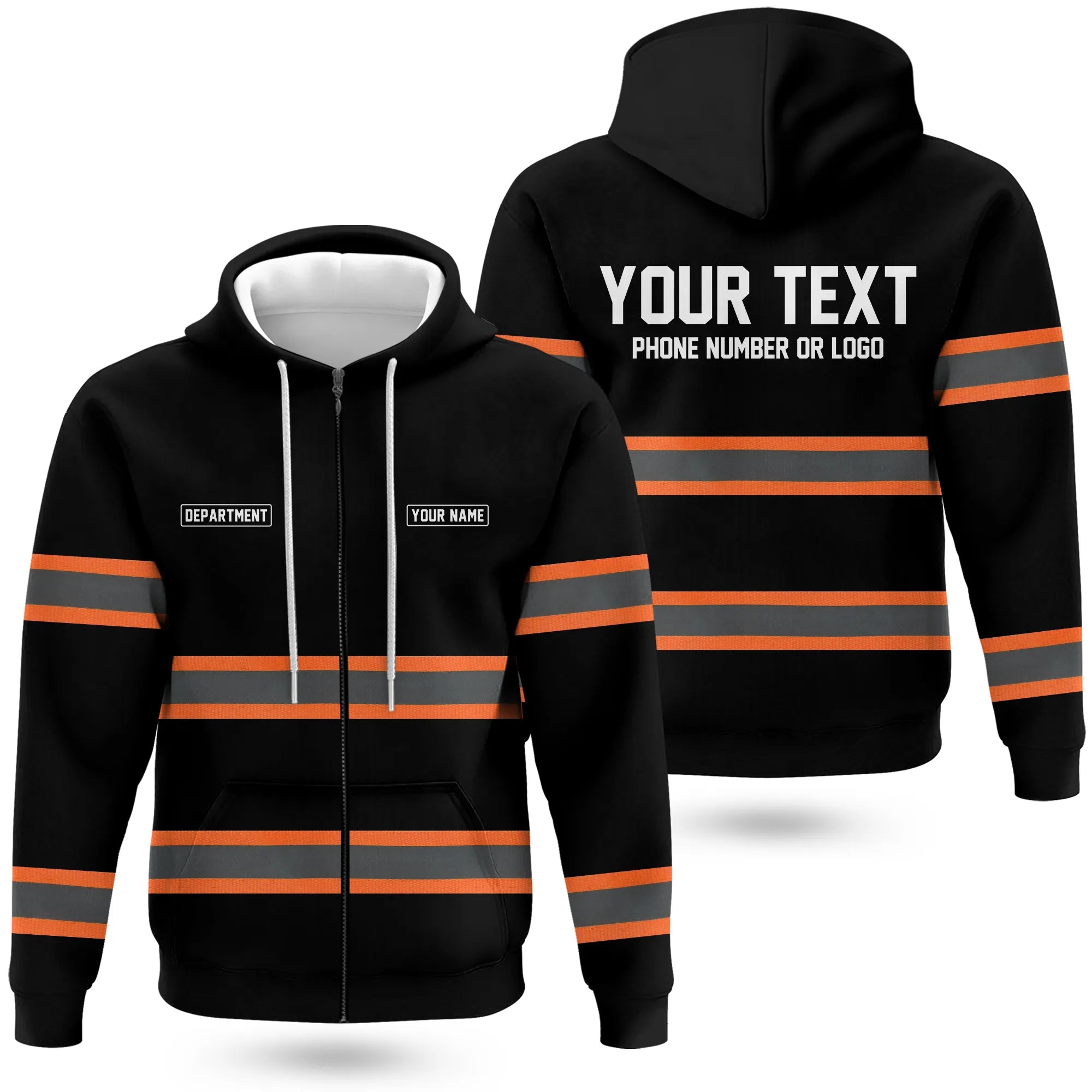 Hi-Vis Reflective Safety Gear Hoodie | Custom Logo, Company Name & Phone Number Personalization HVW02