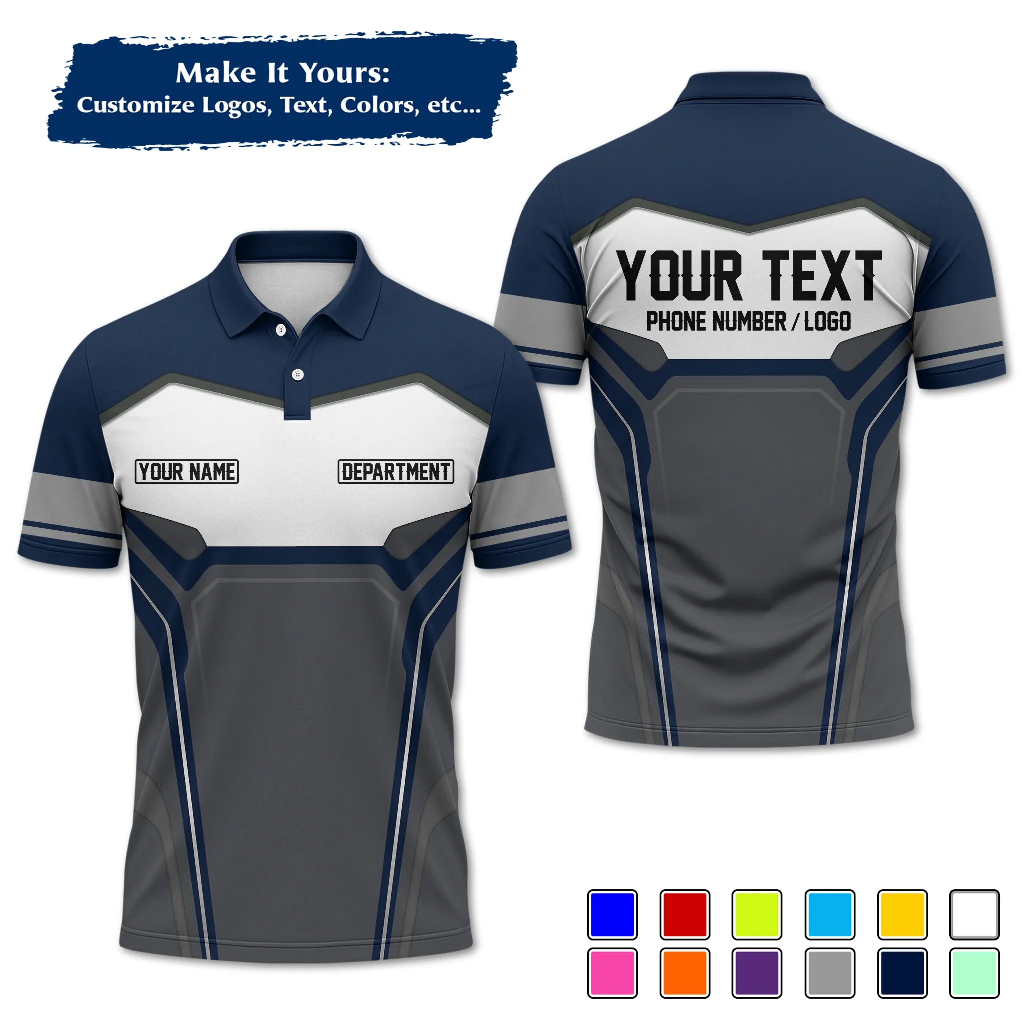 Custom Work Shirt & Uniform – Personalized with Company Logo, Name & Contact Inf UNF15