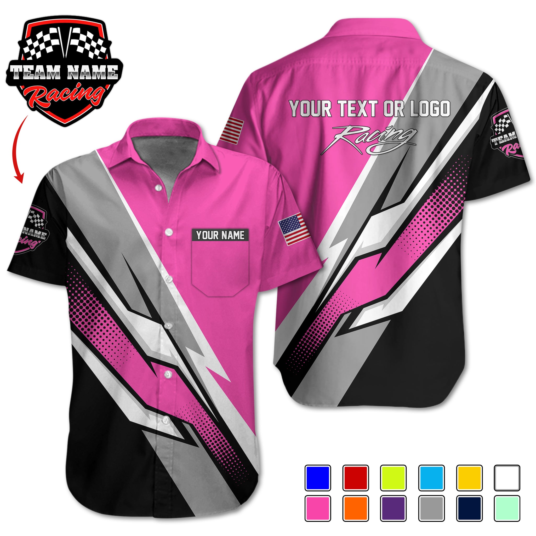 Pocket-Custom Racing Team Shirts – Personalized with Team Logo, Driver Name & Sponsor Details RC10