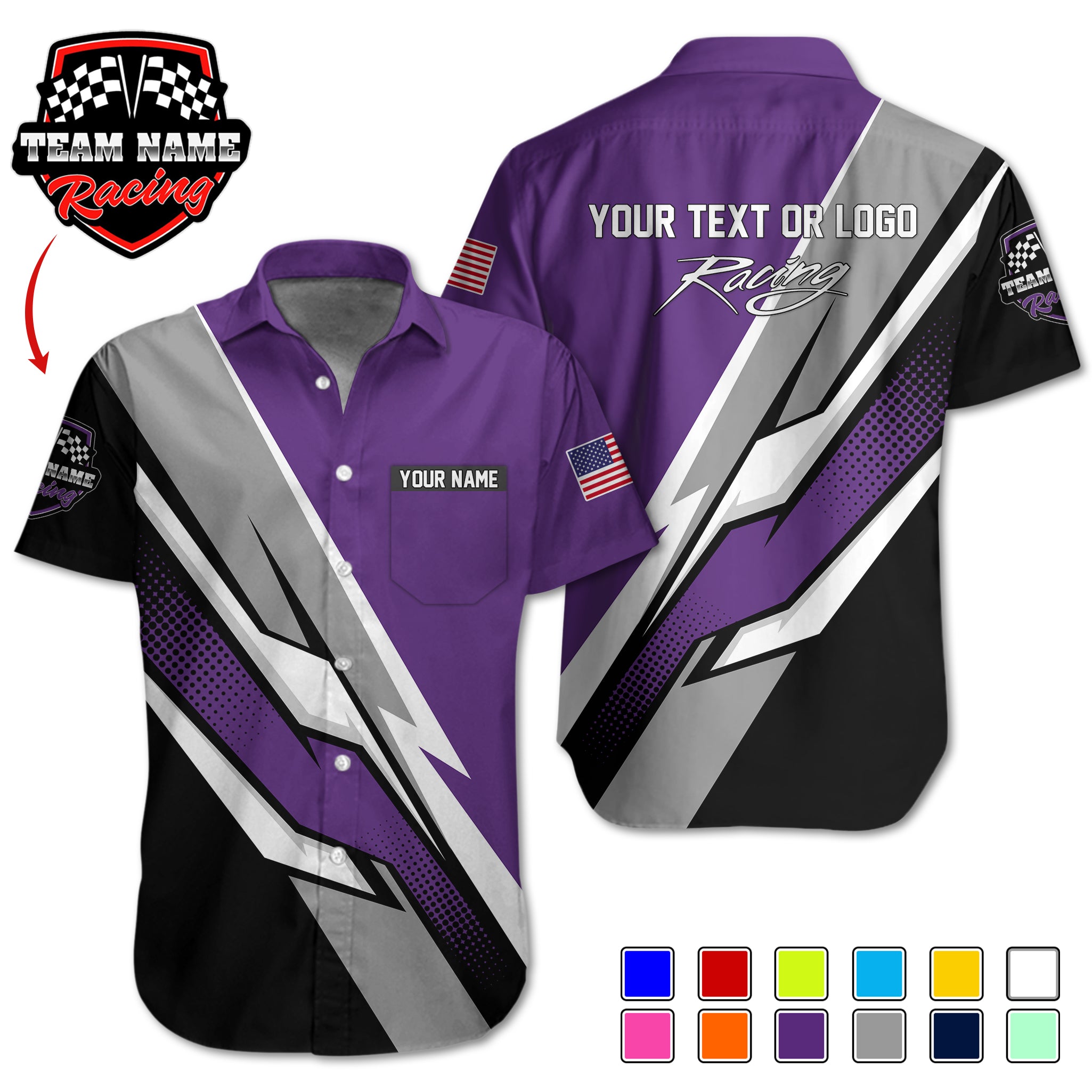 Pocket-Custom Racing Team Shirts – Personalized with Team Logo, Driver Name & Sponsor Details RC10