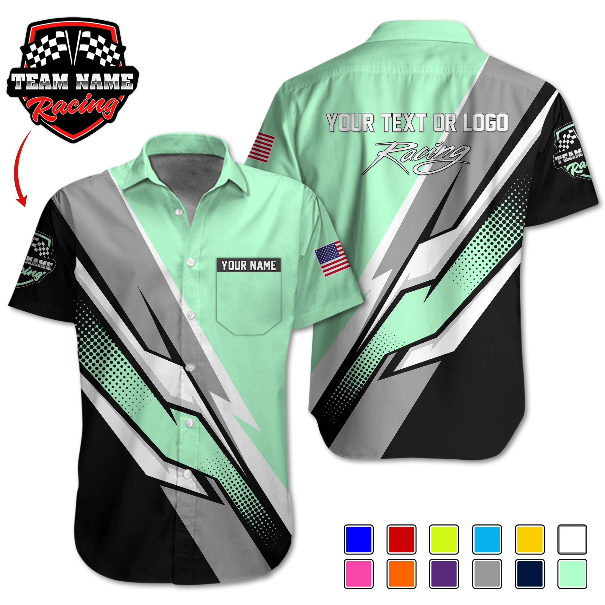 Pocket-Custom Racing Team Shirts – Personalized with Team Logo, Driver Name & Sponsor Details RC10