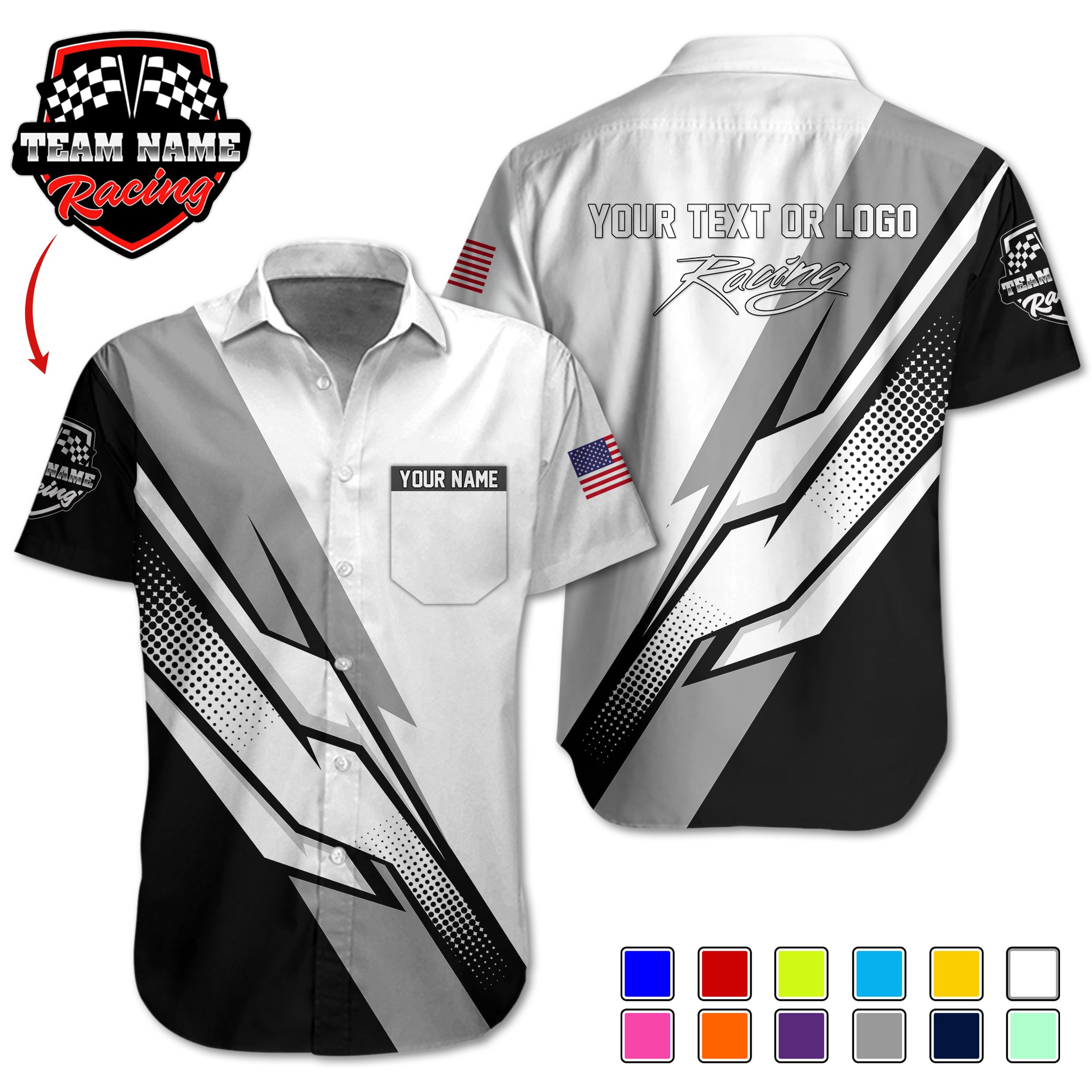 Pocket-Custom Racing Team Shirts – Personalized with Team Logo, Driver Name & Sponsor Details RC10