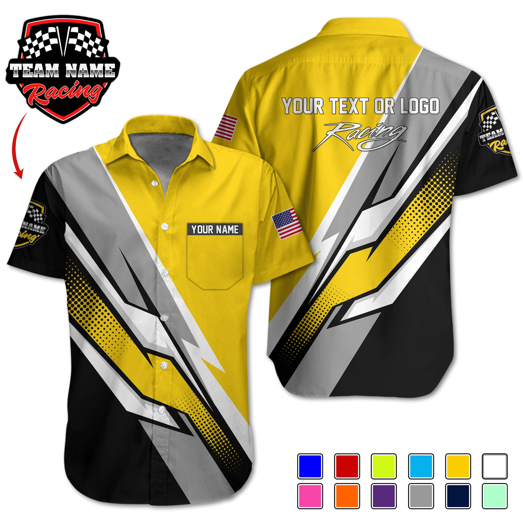 Pocket-Custom Racing Team Shirts – Personalized with Team Logo, Driver Name & Sponsor Details RC10